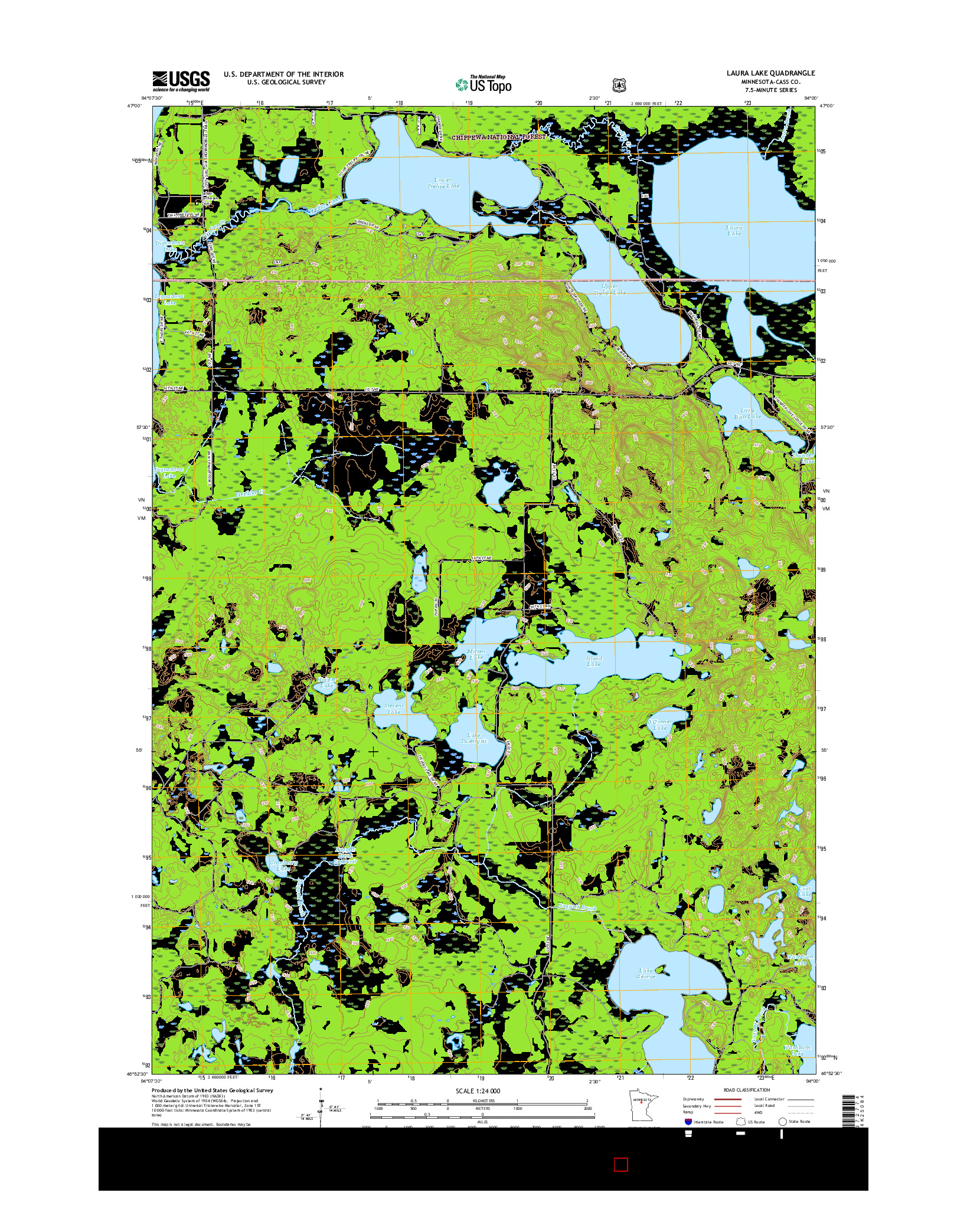 USGS US TOPO 7.5-MINUTE MAP FOR LAURA LAKE, MN 2016