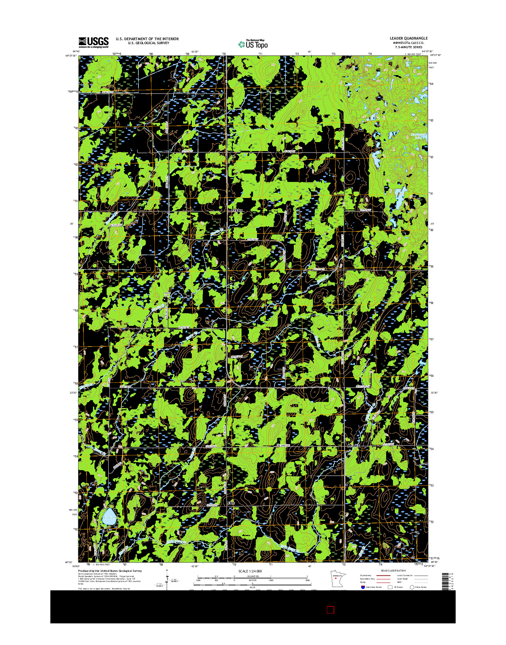 USGS US TOPO 7.5-MINUTE MAP FOR LEADER, MN 2016