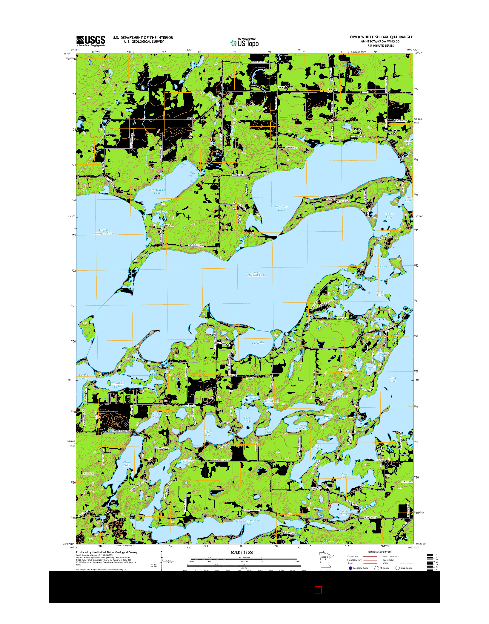 USGS US TOPO 7.5-MINUTE MAP FOR LOWER WHITEFISH LAKE, MN 2016