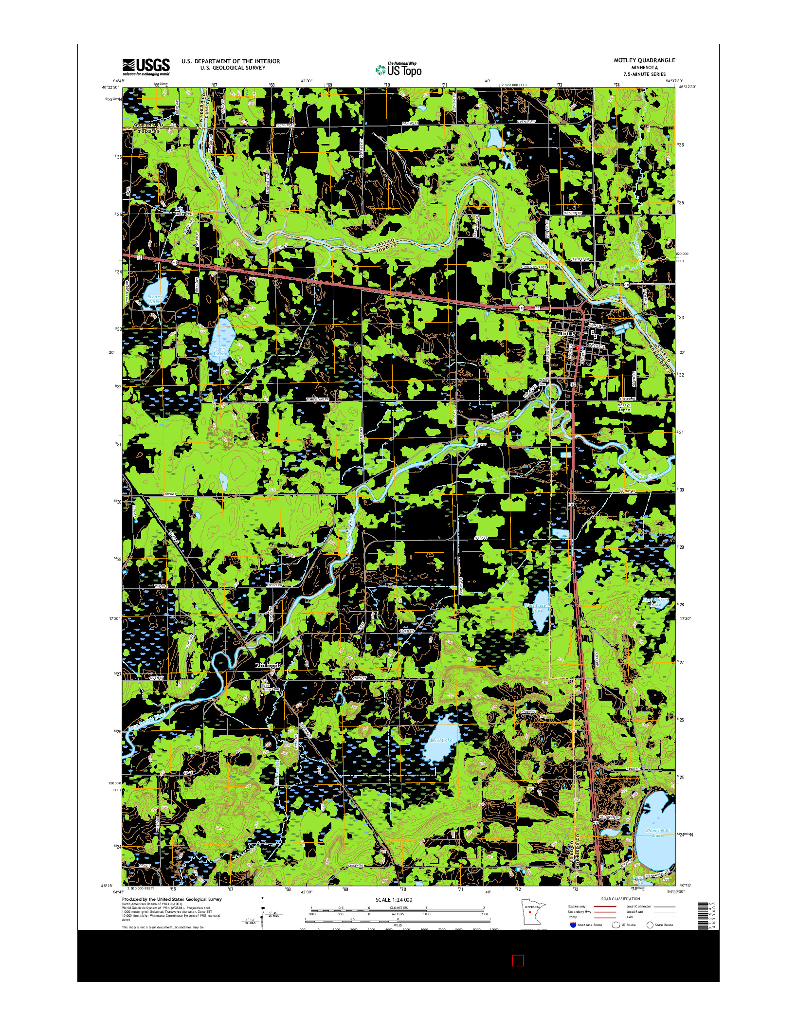 USGS US TOPO 7.5-MINUTE MAP FOR MOTLEY, MN 2016