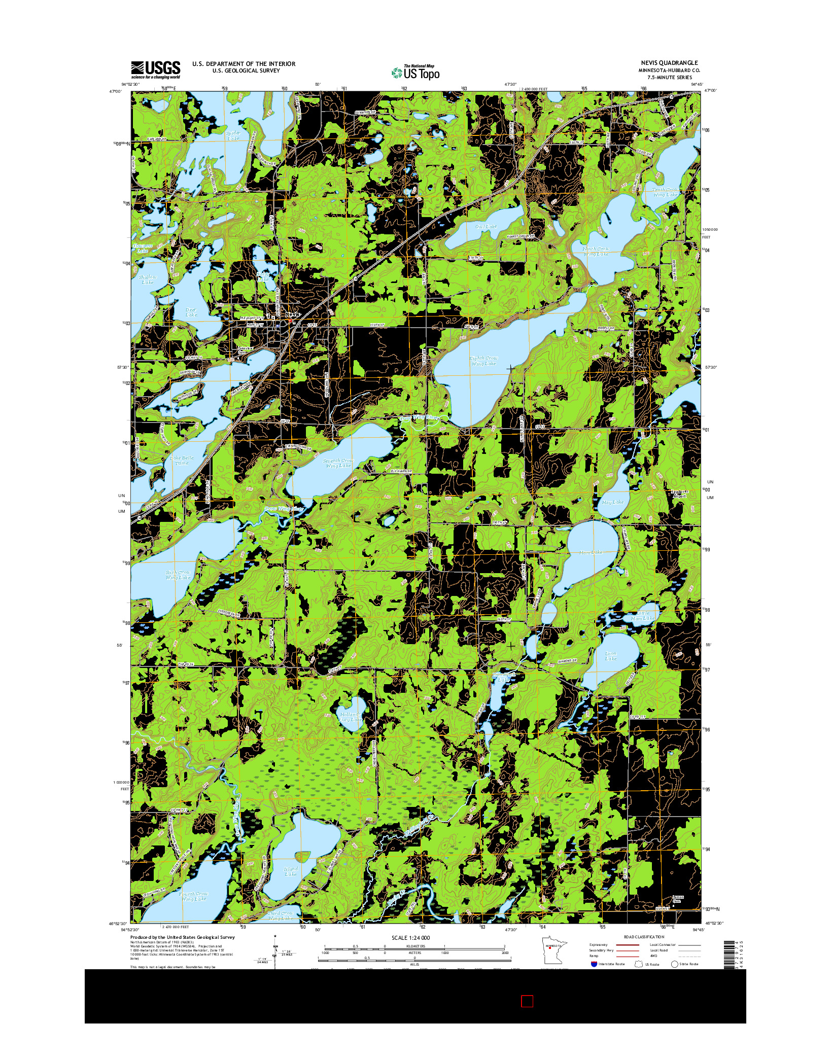 USGS US TOPO 7.5-MINUTE MAP FOR NEVIS, MN 2016