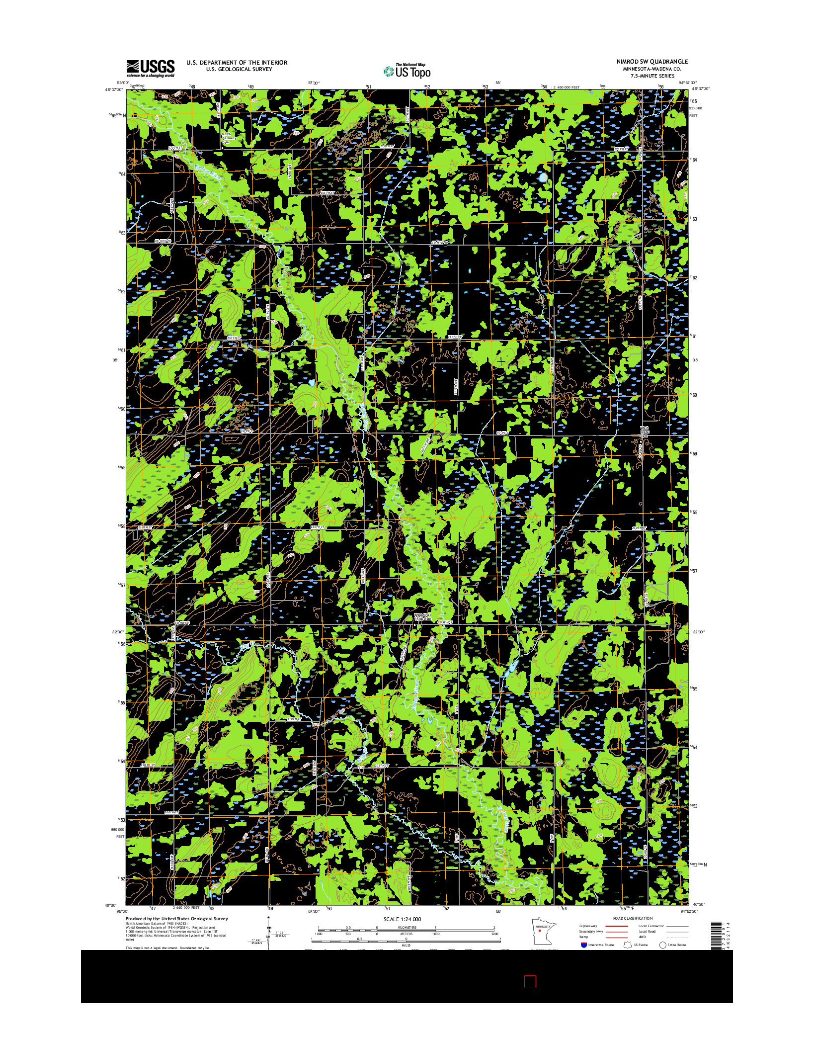 USGS US TOPO 7.5-MINUTE MAP FOR NIMROD SW, MN 2016