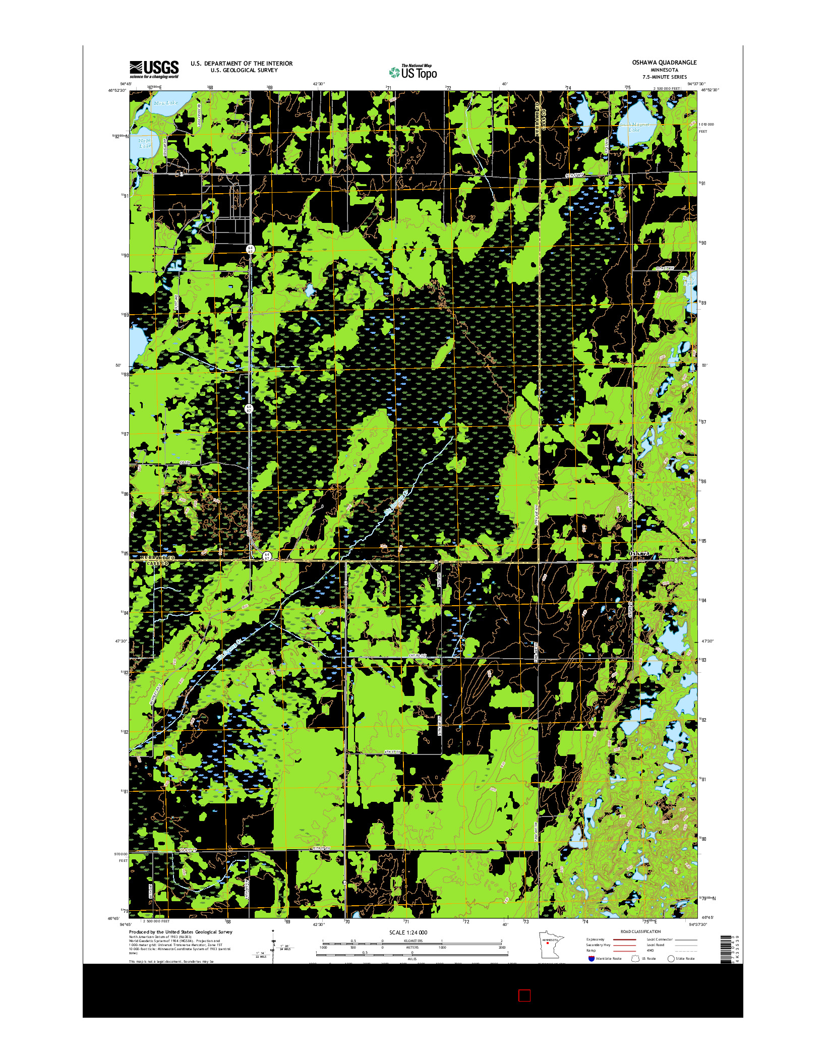 USGS US TOPO 7.5-MINUTE MAP FOR OSHAWA, MN 2016