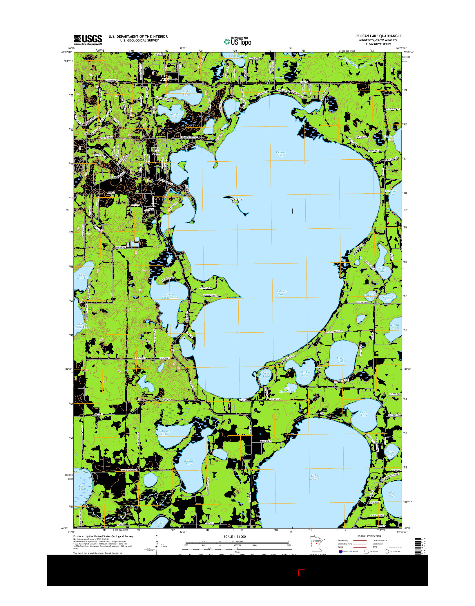 USGS US TOPO 7.5-MINUTE MAP FOR PELICAN LAKE, MN 2016