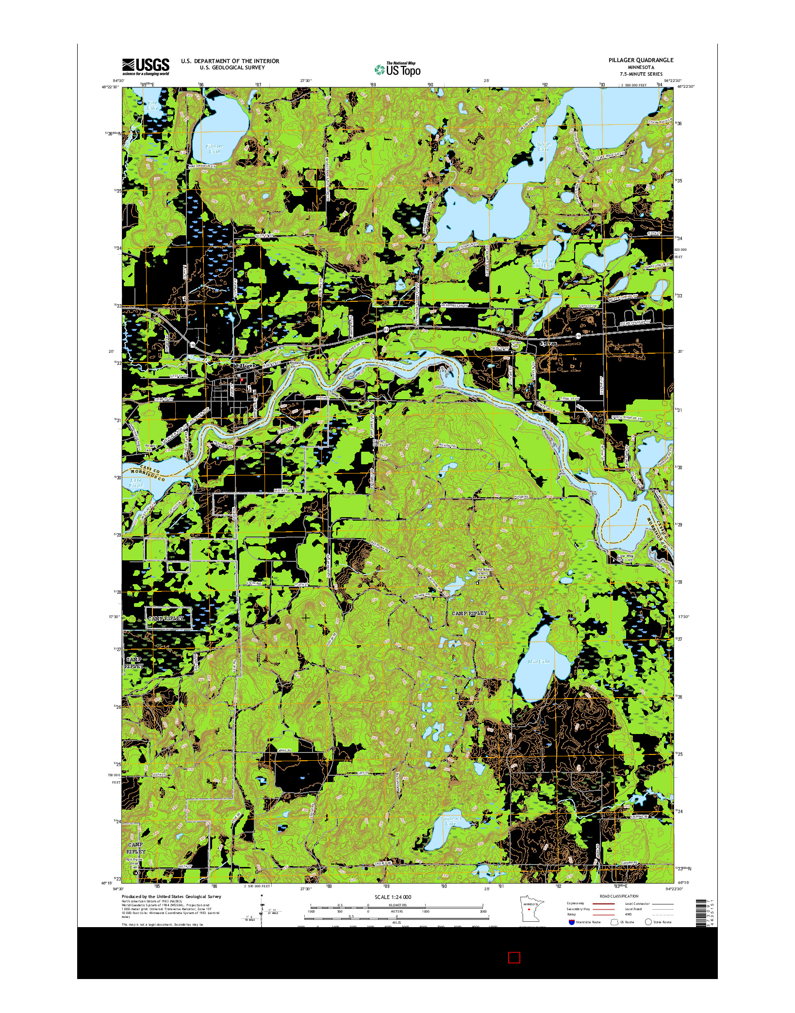 USGS US TOPO 7.5-MINUTE MAP FOR PILLAGER, MN 2016