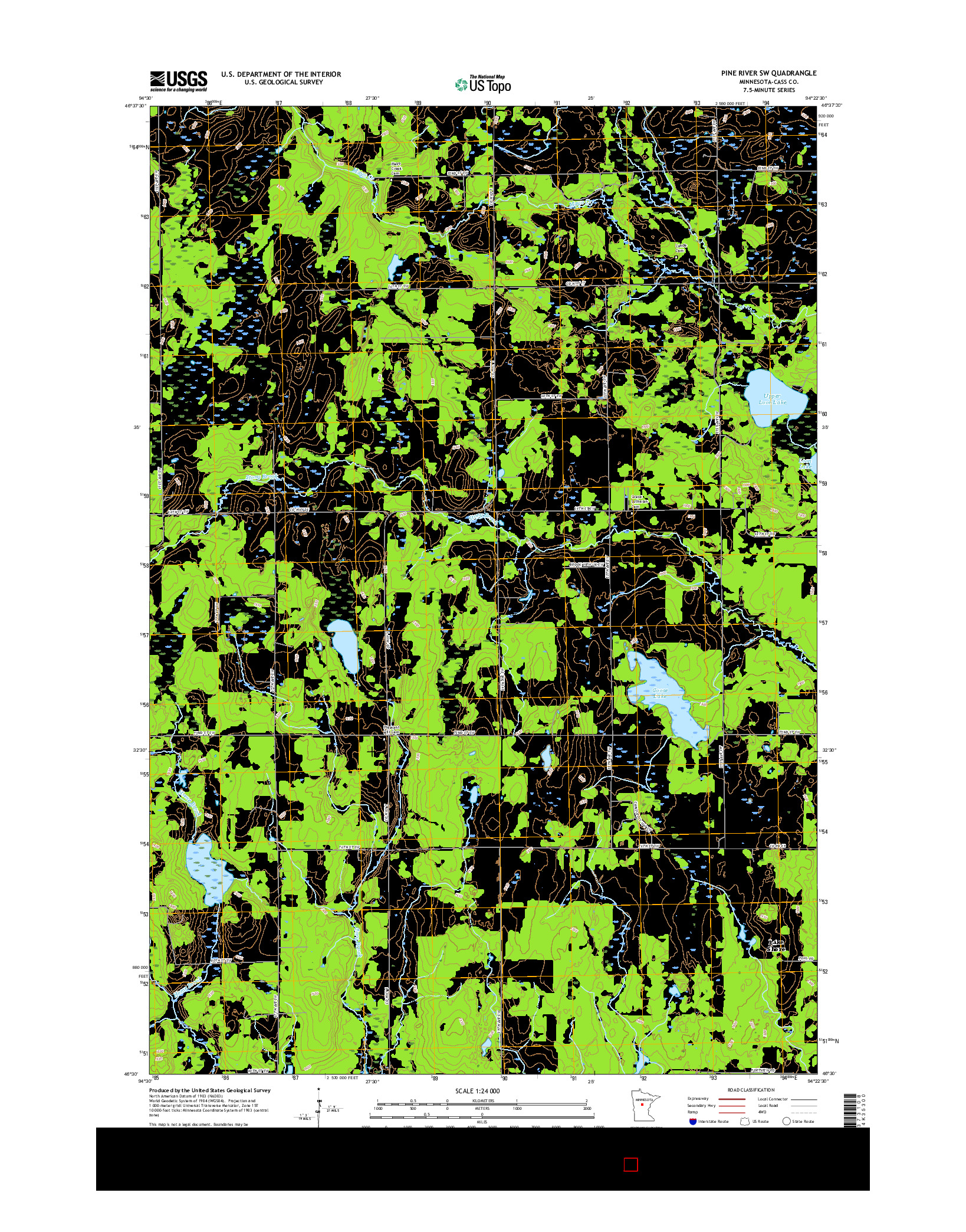 USGS US TOPO 7.5-MINUTE MAP FOR PINE RIVER SW, MN 2016