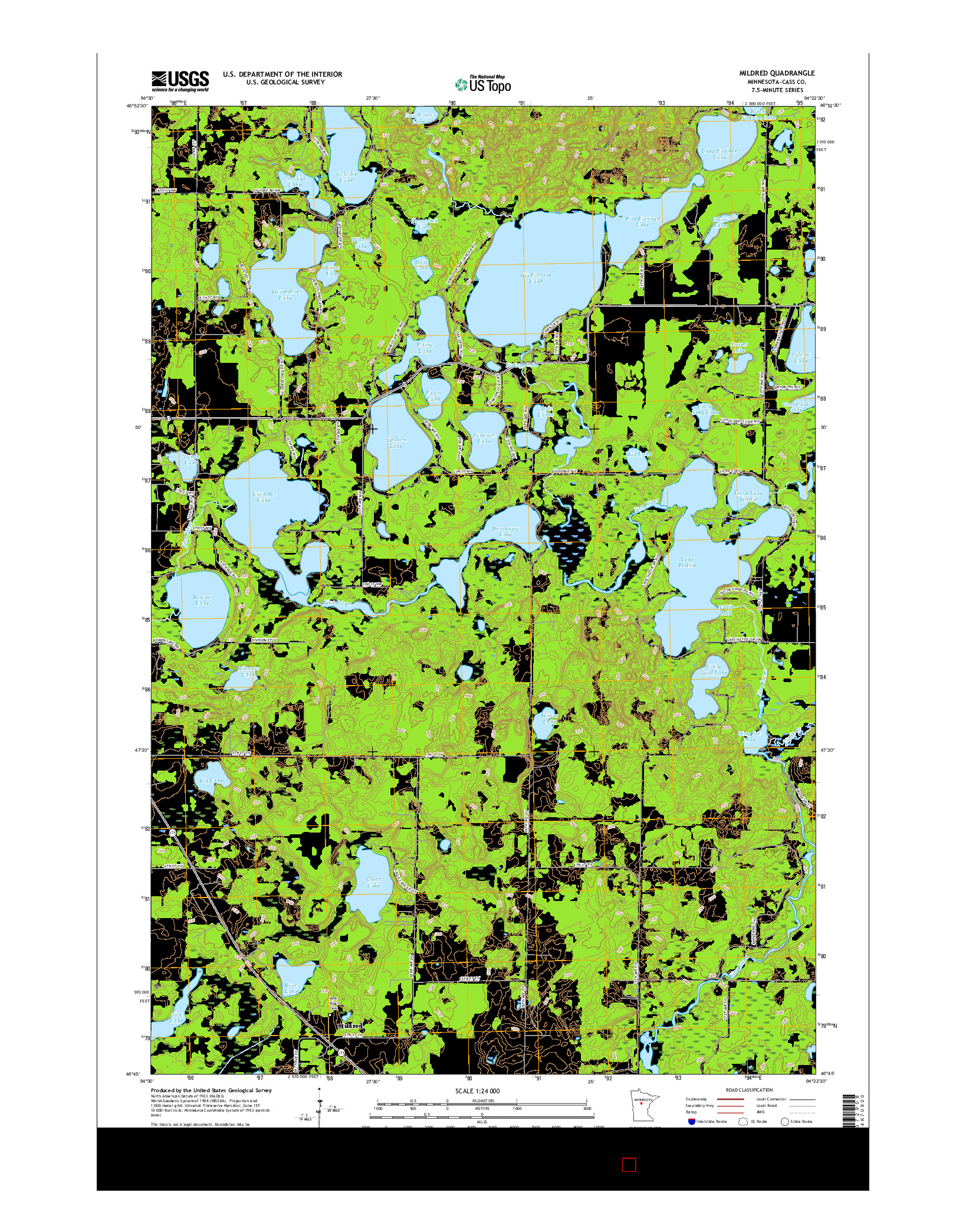 USGS US TOPO 7.5-MINUTE MAP FOR MILDRED, MN 2016