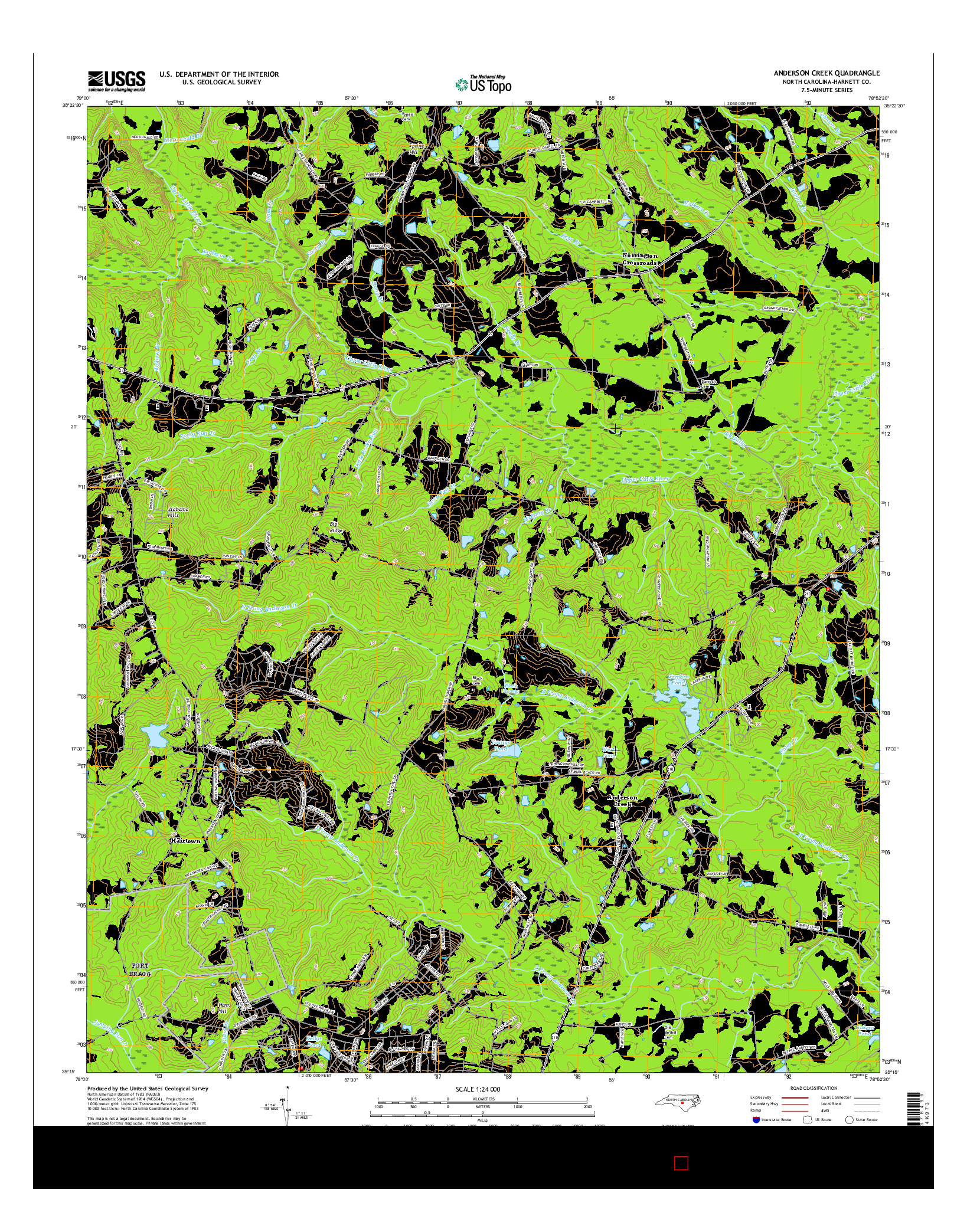 USGS US TOPO 7.5-MINUTE MAP FOR ANDERSON CREEK, NC 2016