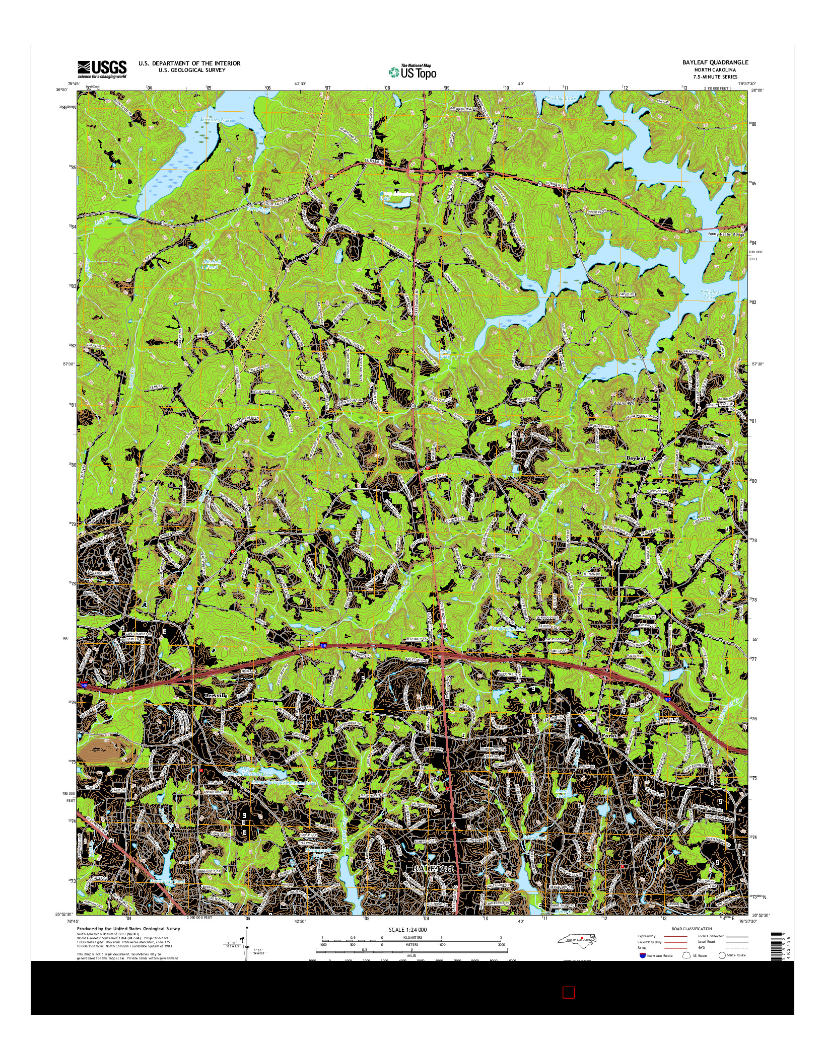 USGS US TOPO 7.5-MINUTE MAP FOR BAYLEAF, NC 2016