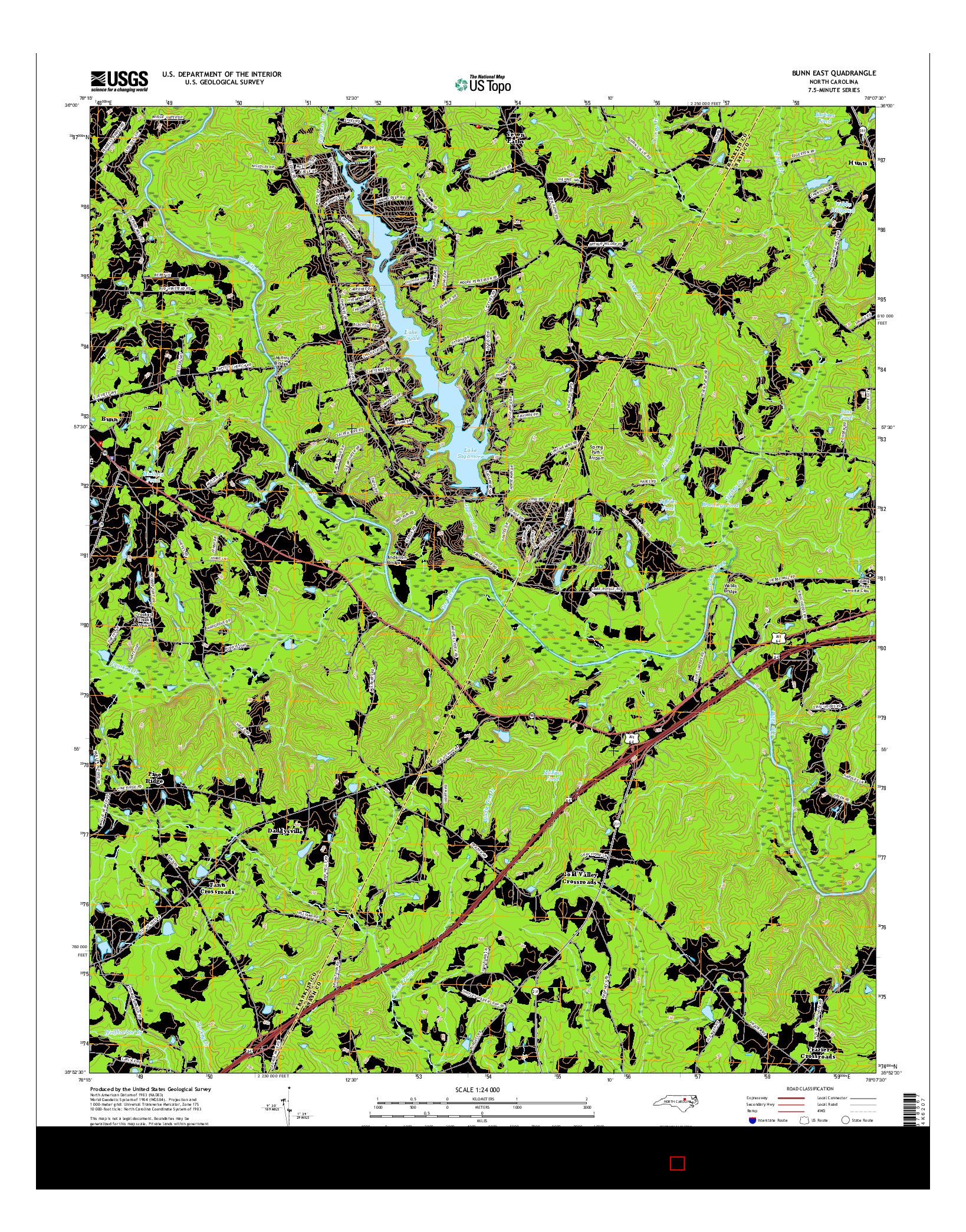 USGS US TOPO 7.5-MINUTE MAP FOR BUNN EAST, NC 2016