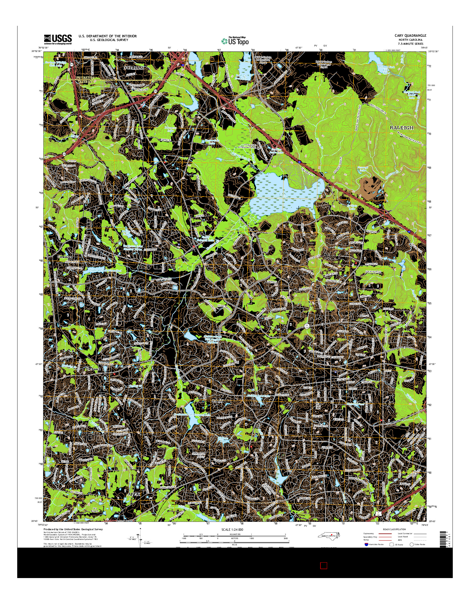 USGS US TOPO 7.5-MINUTE MAP FOR CARY, NC 2016