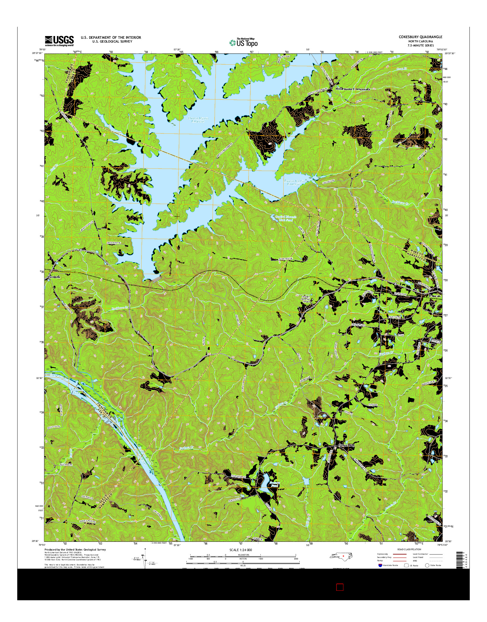 USGS US TOPO 7.5-MINUTE MAP FOR COKESBURY, NC 2016