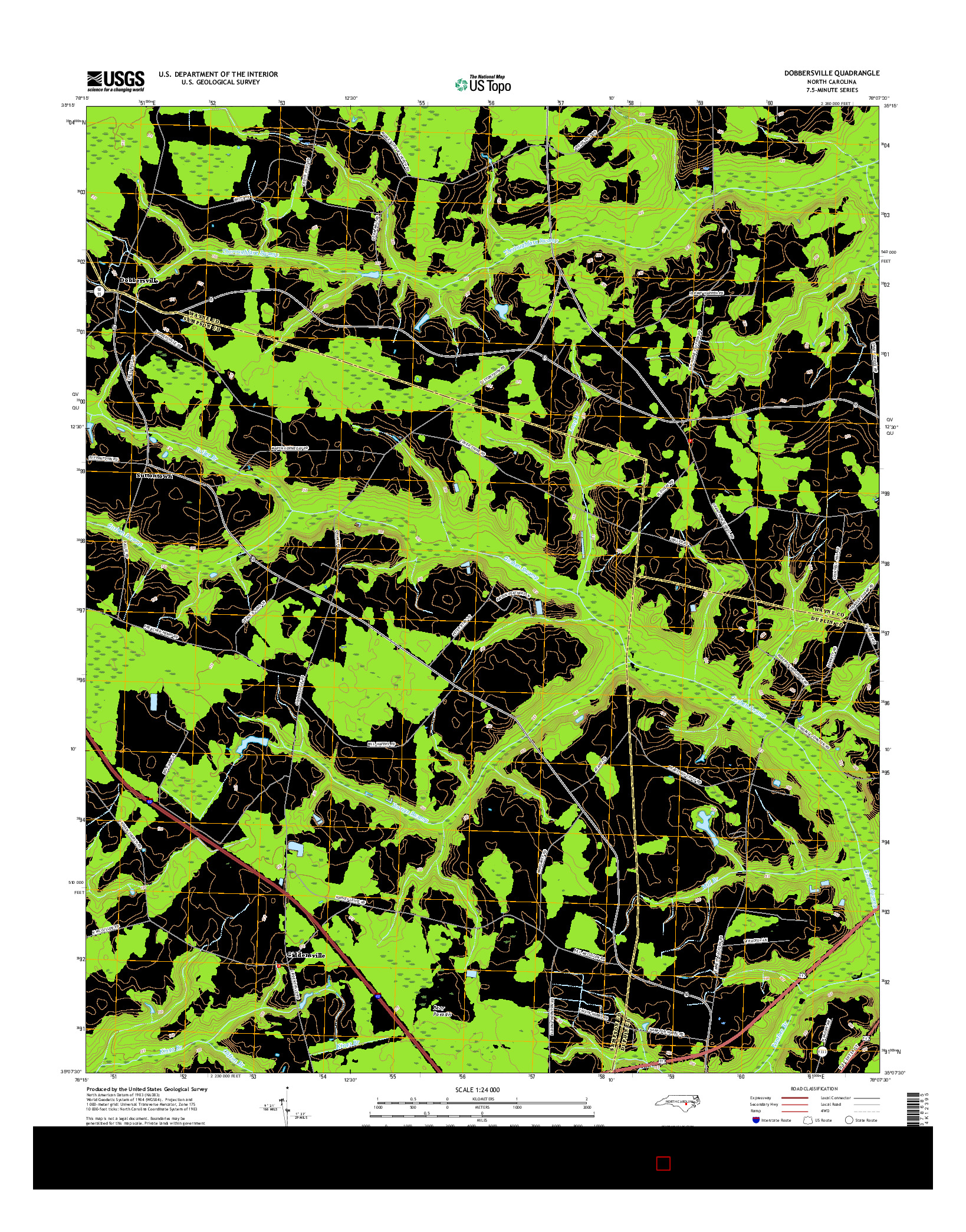 USGS US TOPO 7.5-MINUTE MAP FOR DOBBERSVILLE, NC 2016