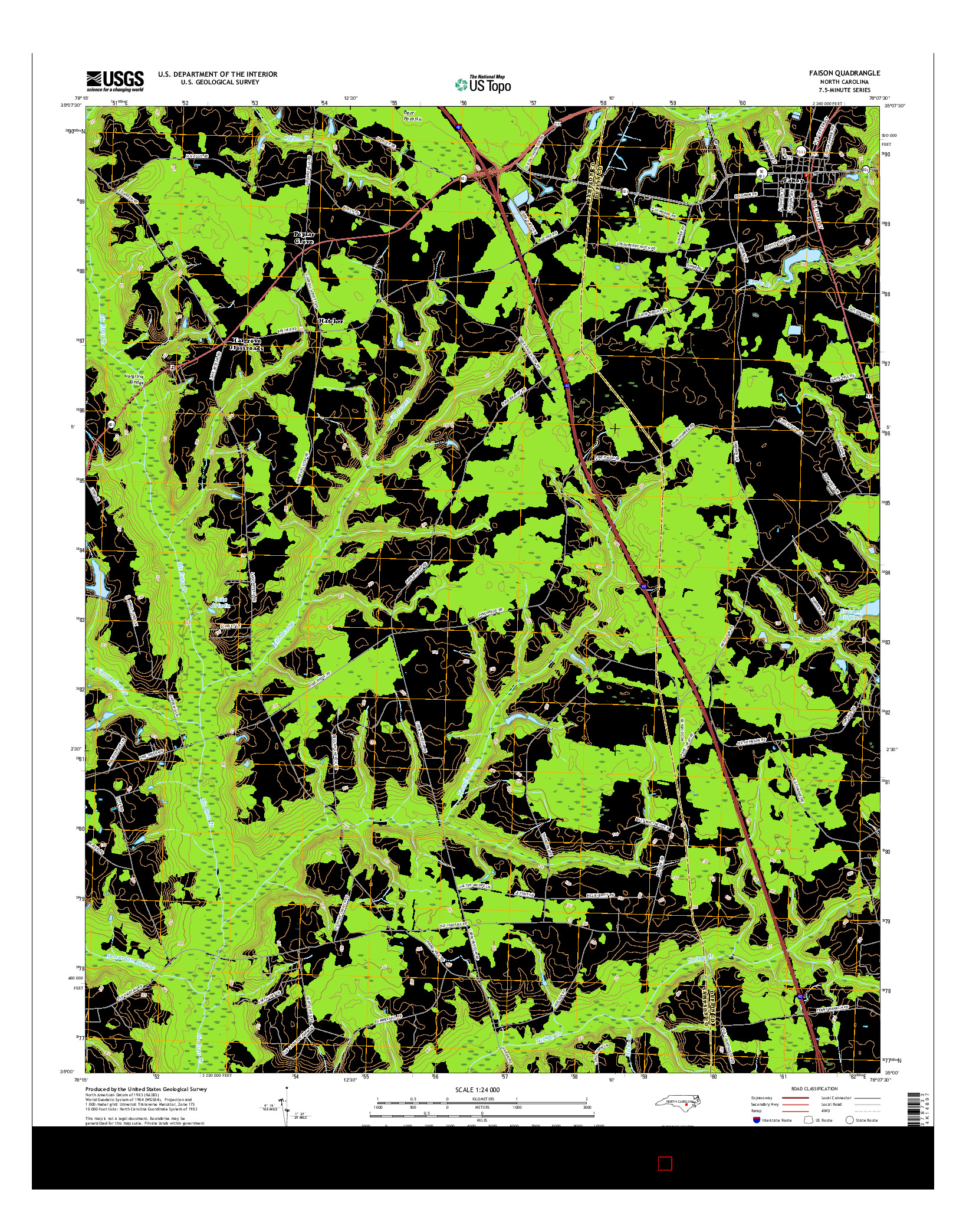 USGS US TOPO 7.5-MINUTE MAP FOR FAISON, NC 2016