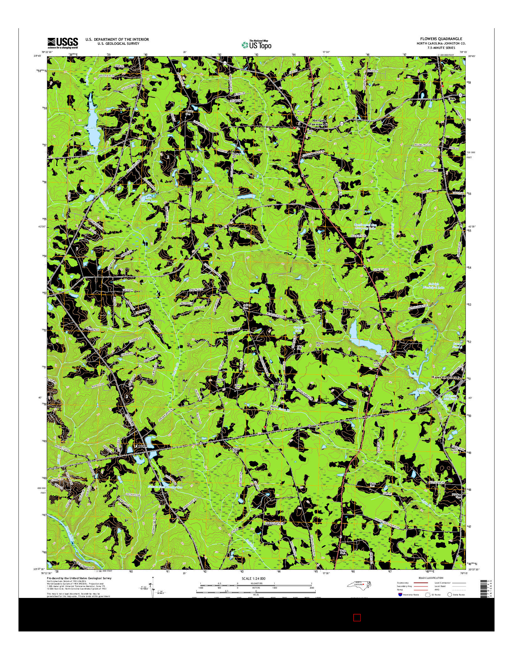 USGS US TOPO 7.5-MINUTE MAP FOR FLOWERS, NC 2016