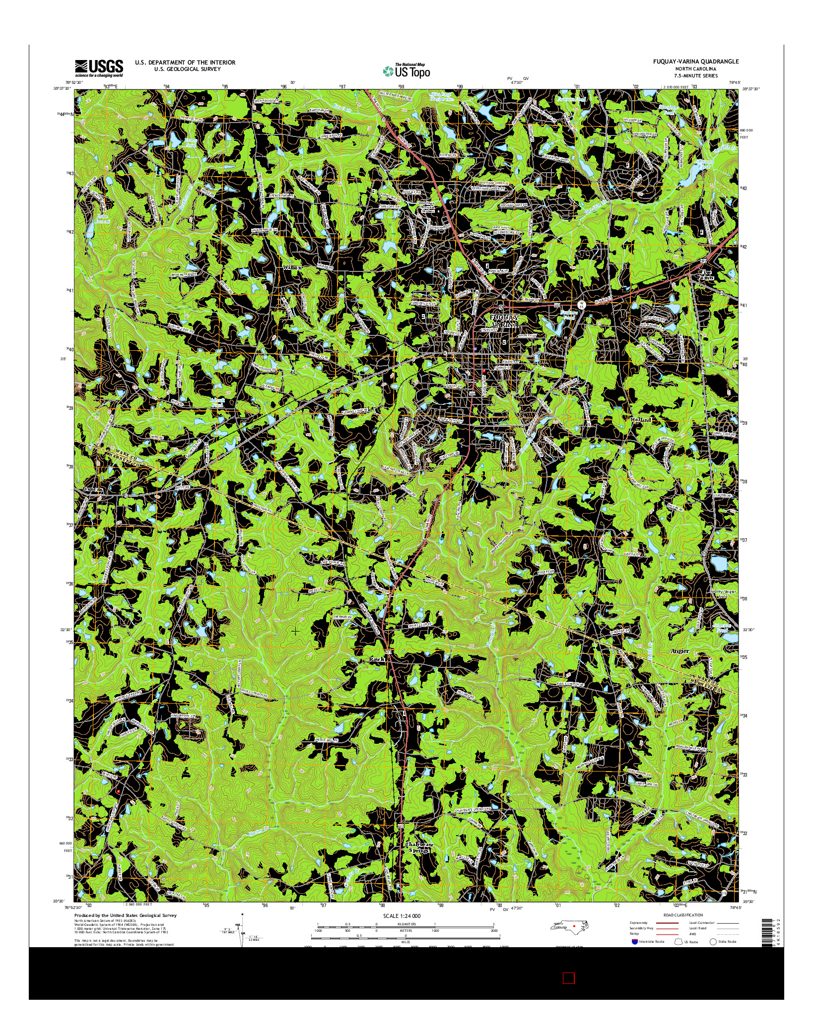 USGS US TOPO 7.5-MINUTE MAP FOR FUQUAY-VARINA, NC 2016