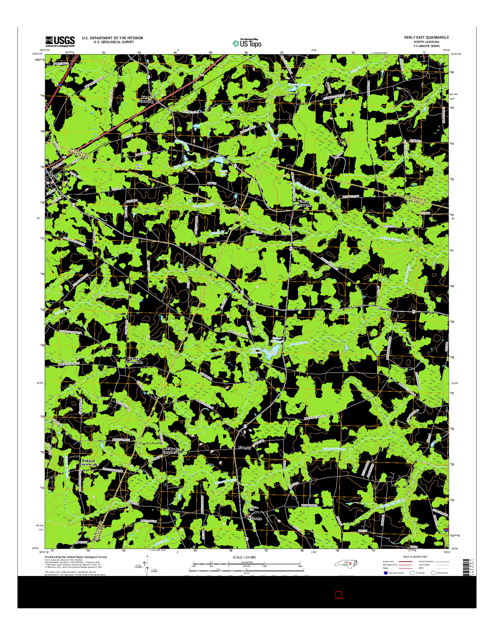 USGS US TOPO 7.5-MINUTE MAP FOR KENLY EAST, NC 2016