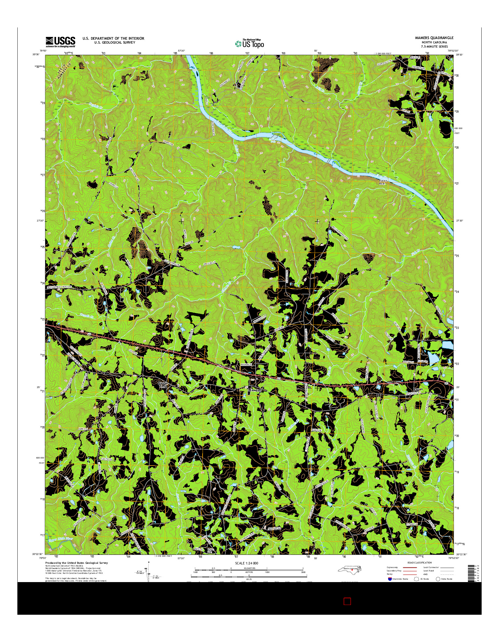 USGS US TOPO 7.5-MINUTE MAP FOR MAMERS, NC 2016
