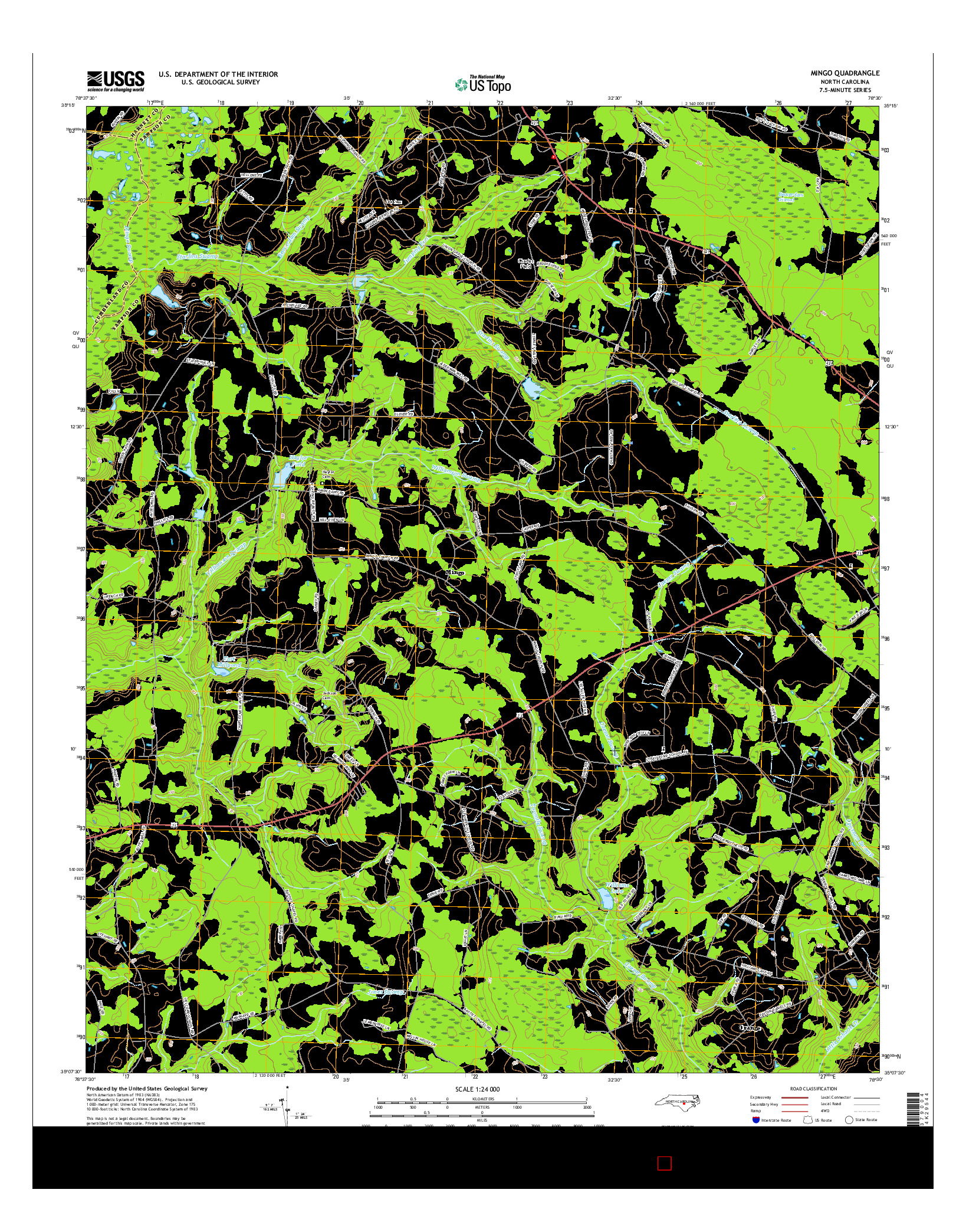 USGS US TOPO 7.5-MINUTE MAP FOR MINGO, NC 2016