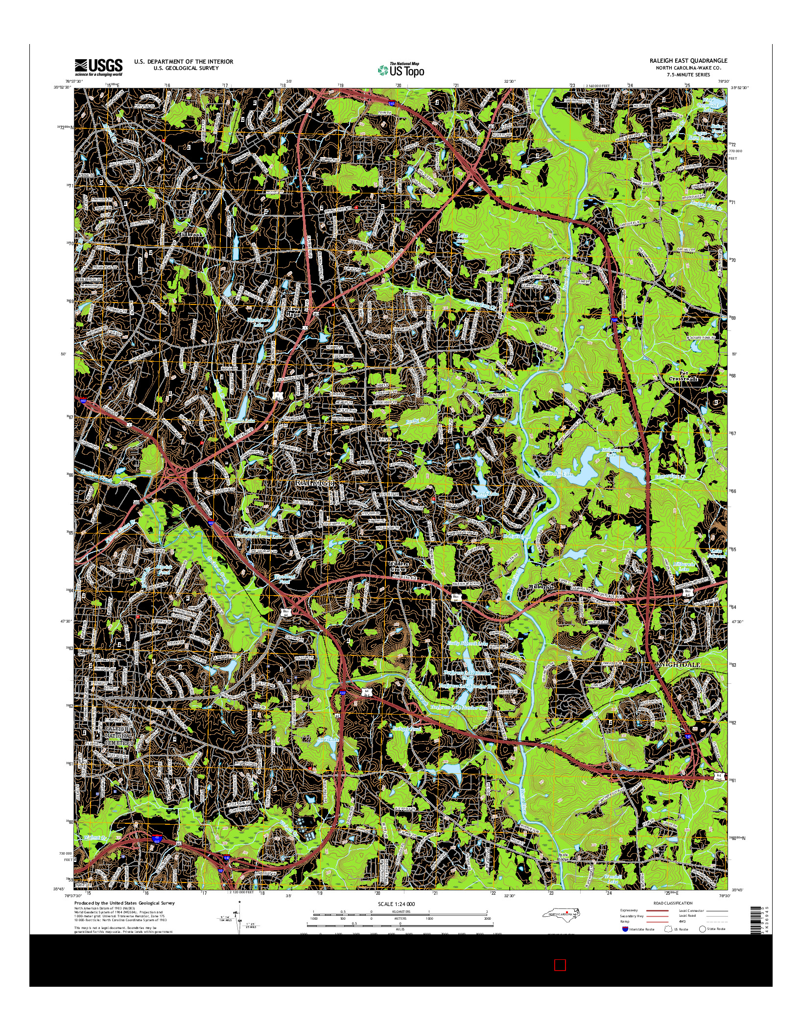 USGS US TOPO 7.5-MINUTE MAP FOR RALEIGH EAST, NC 2016