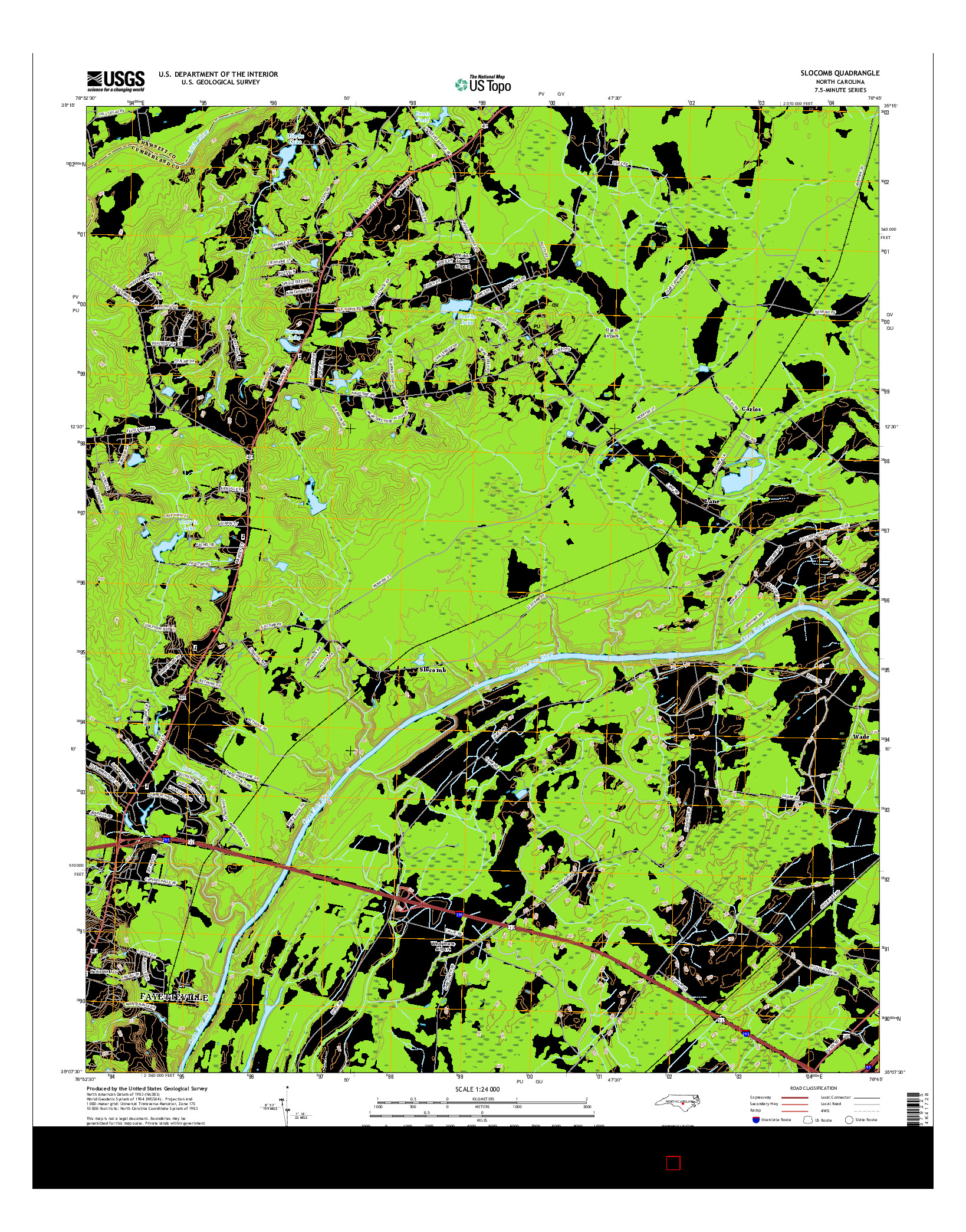 USGS US TOPO 7.5-MINUTE MAP FOR SLOCOMB, NC 2016