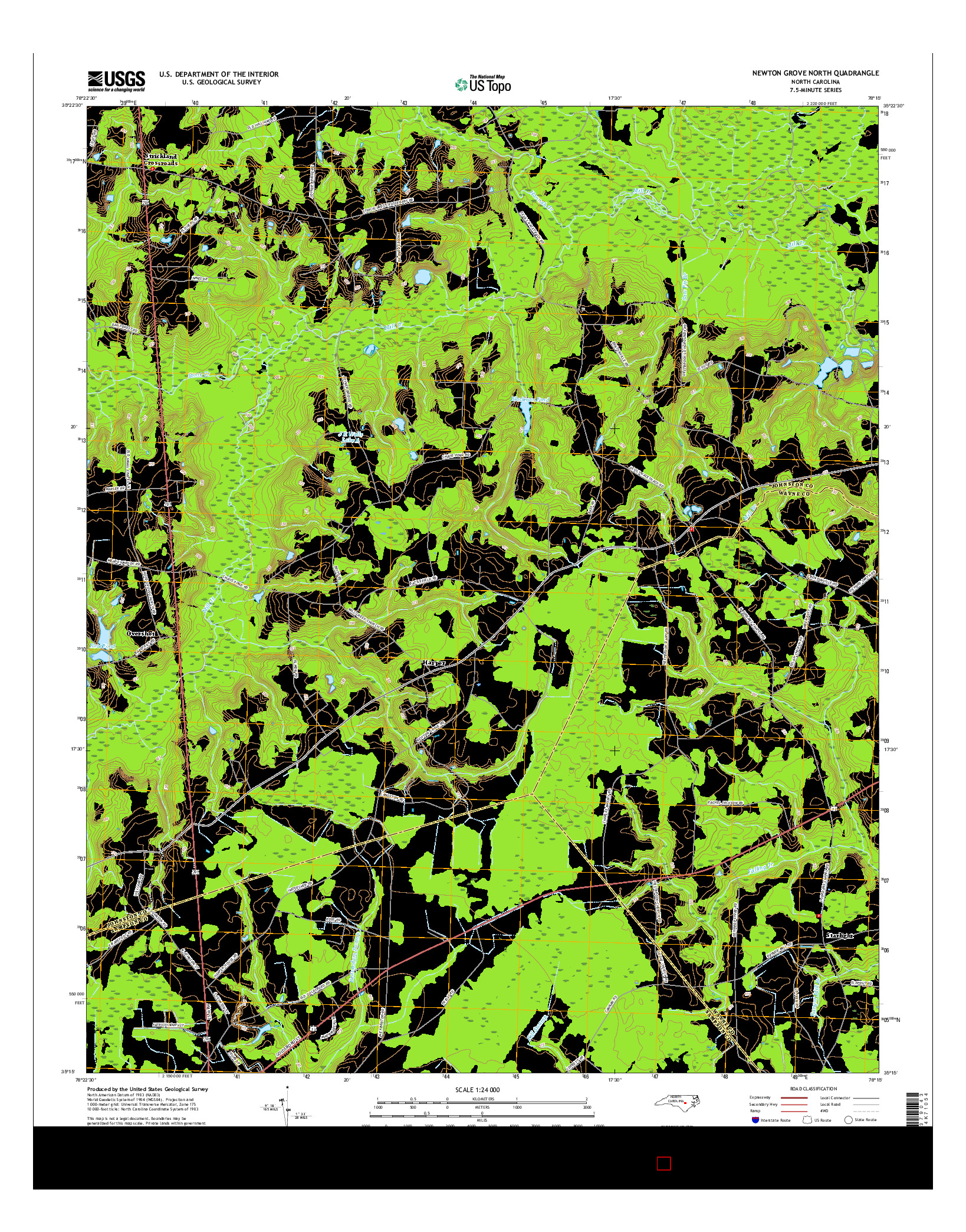 USGS US TOPO 7.5-MINUTE MAP FOR NEWTON GROVE NORTH, NC 2016