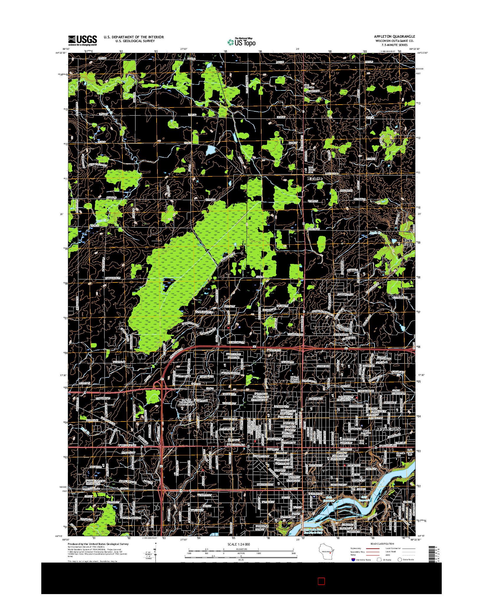 USGS US TOPO 7.5-MINUTE MAP FOR APPLETON, WI 2016