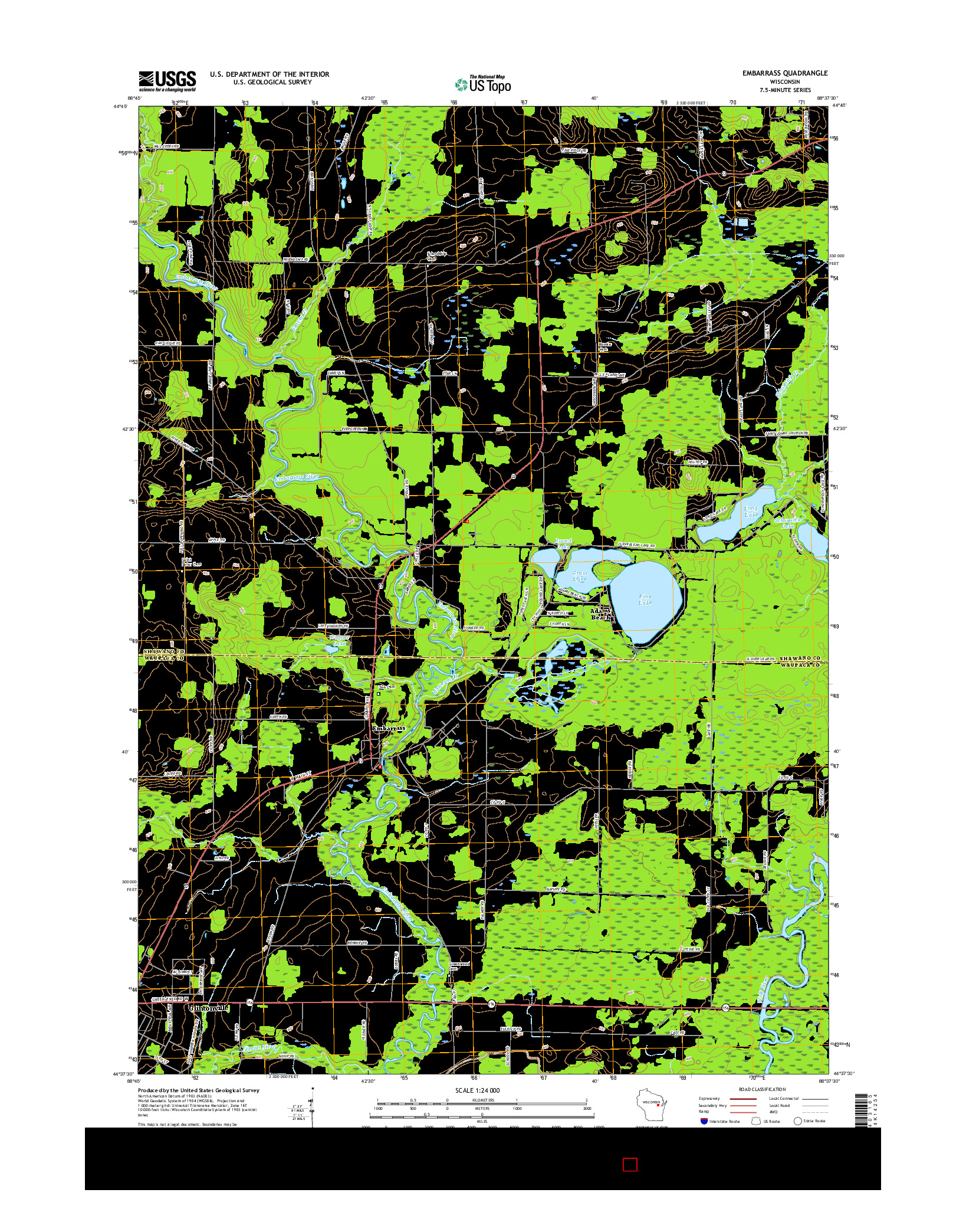 USGS US TOPO 7.5-MINUTE MAP FOR EMBARRASS, WI 2016