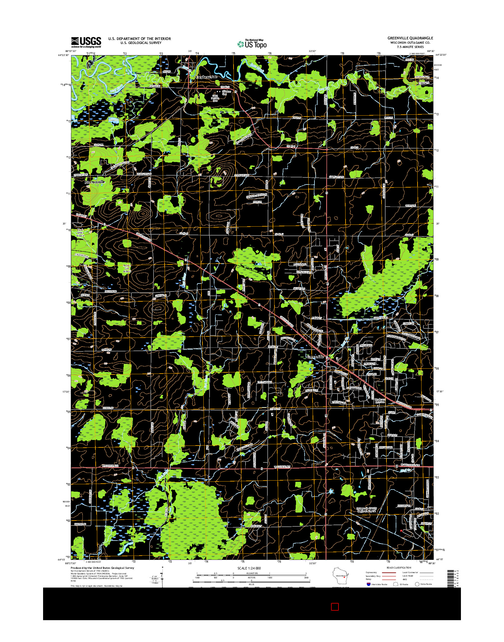 USGS US TOPO 7.5-MINUTE MAP FOR GREENVILLE, WI 2016