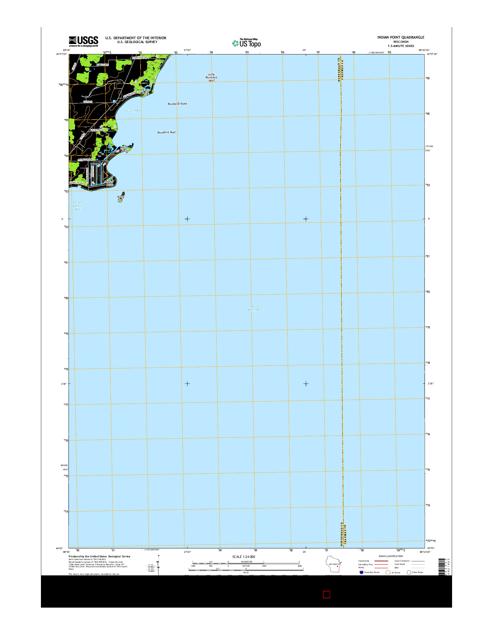 USGS US TOPO 7.5-MINUTE MAP FOR INDIAN POINT, WI 2016