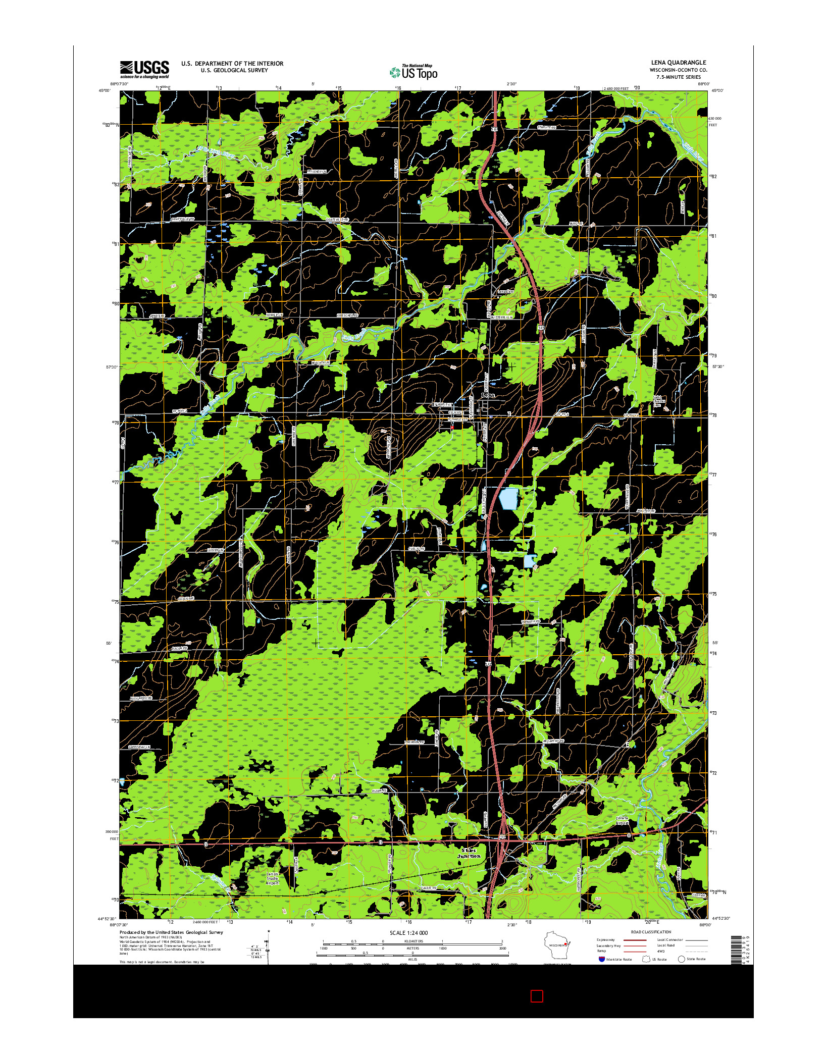 USGS US TOPO 7.5-MINUTE MAP FOR LENA, WI 2016
