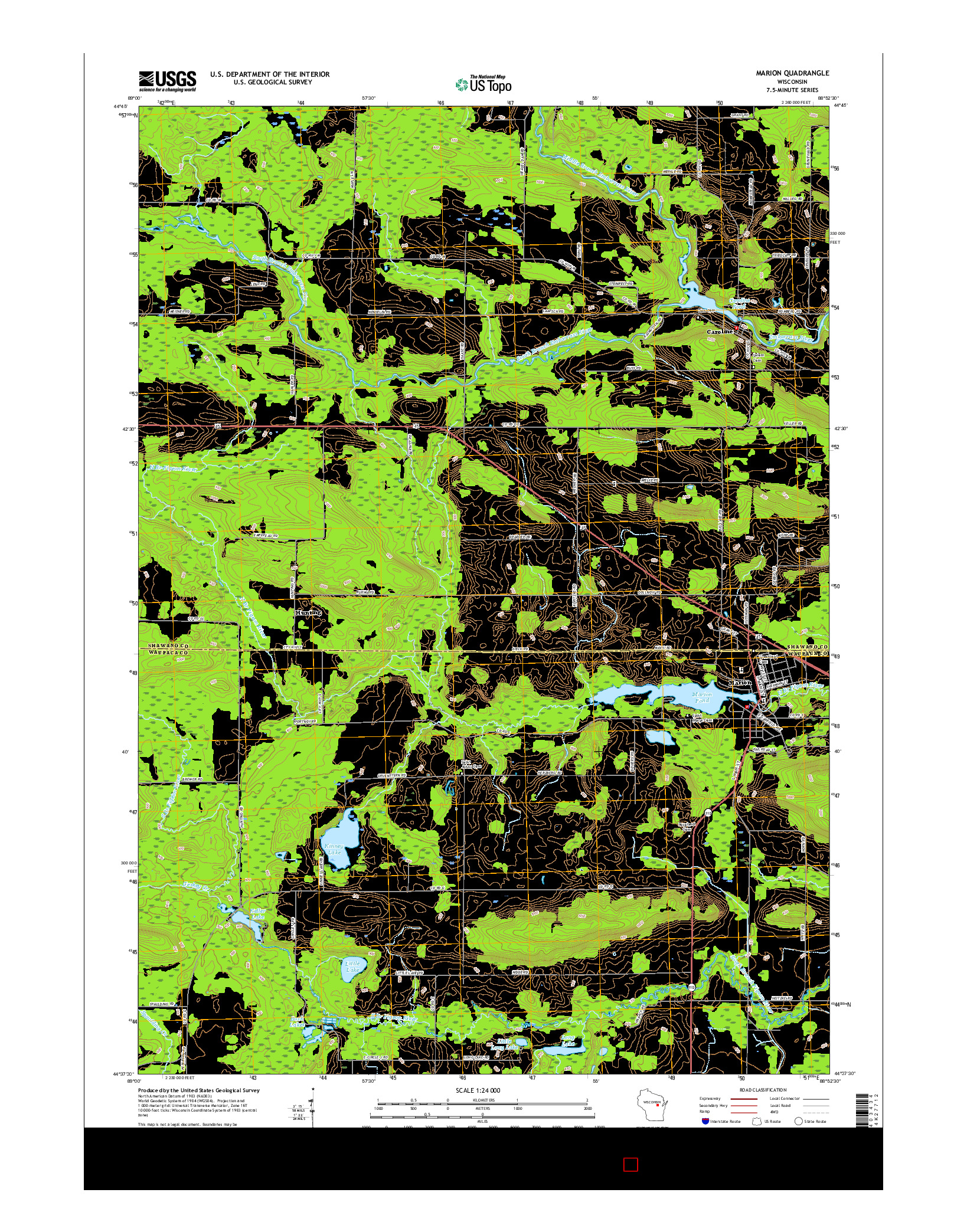 USGS US TOPO 7.5-MINUTE MAP FOR MARION, WI 2016
