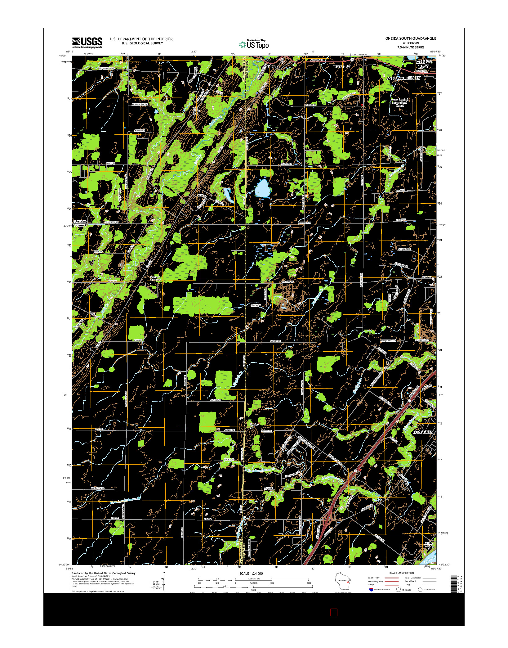USGS US TOPO 7.5-MINUTE MAP FOR ONEIDA SOUTH, WI 2016