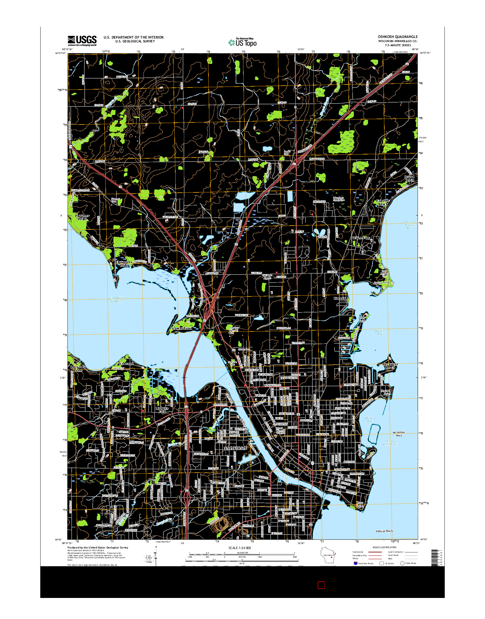 USGS US TOPO 7.5-MINUTE MAP FOR OSHKOSH, WI 2016