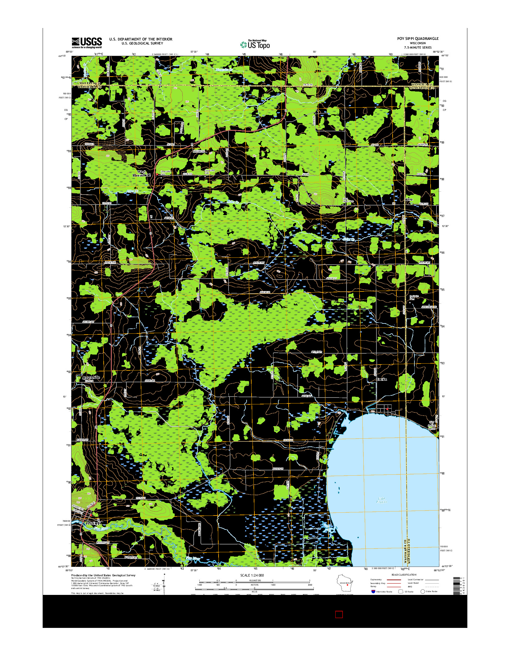 USGS US TOPO 7.5-MINUTE MAP FOR POY SIPPI, WI 2016