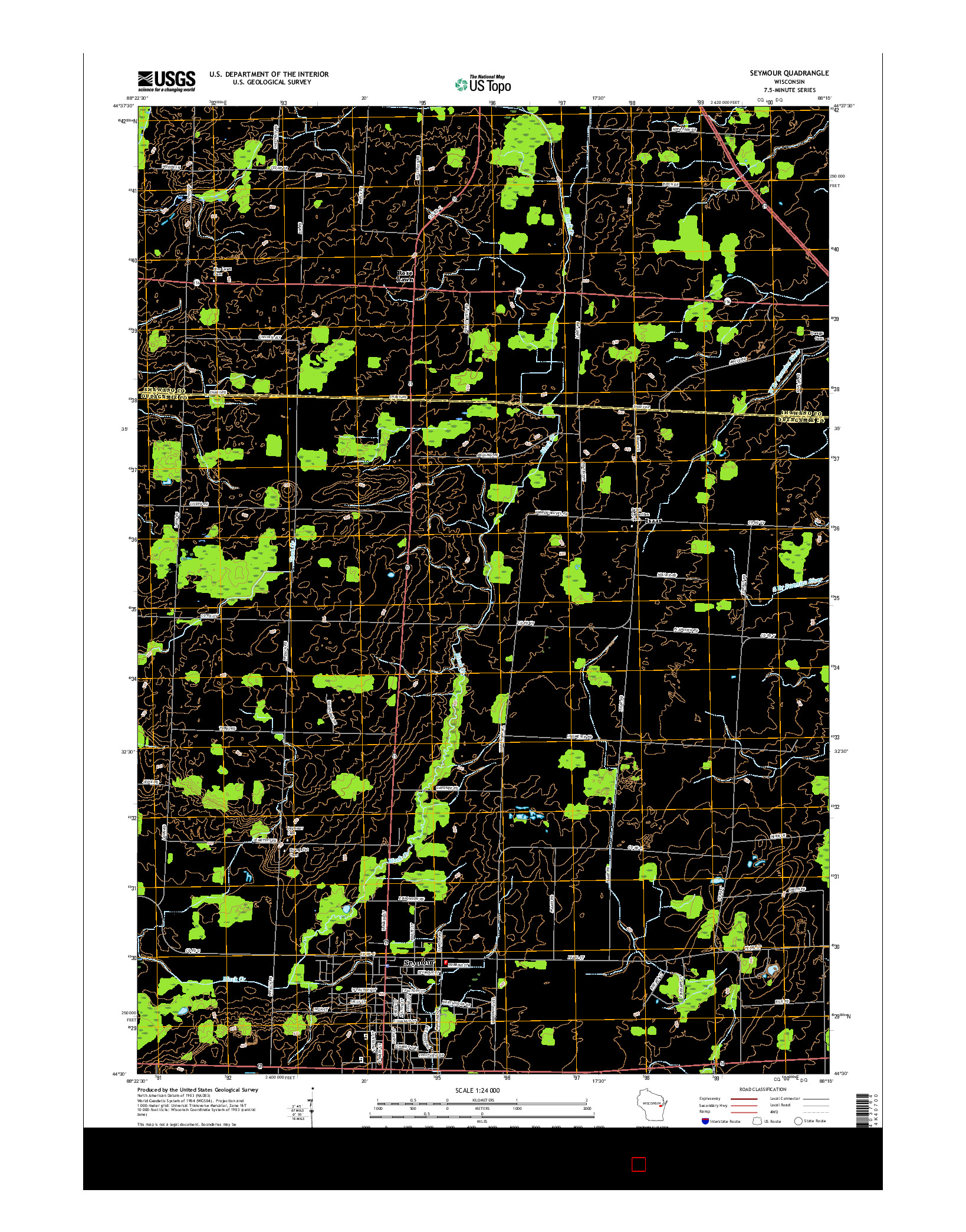 USGS US TOPO 7.5-MINUTE MAP FOR SEYMOUR, WI 2016