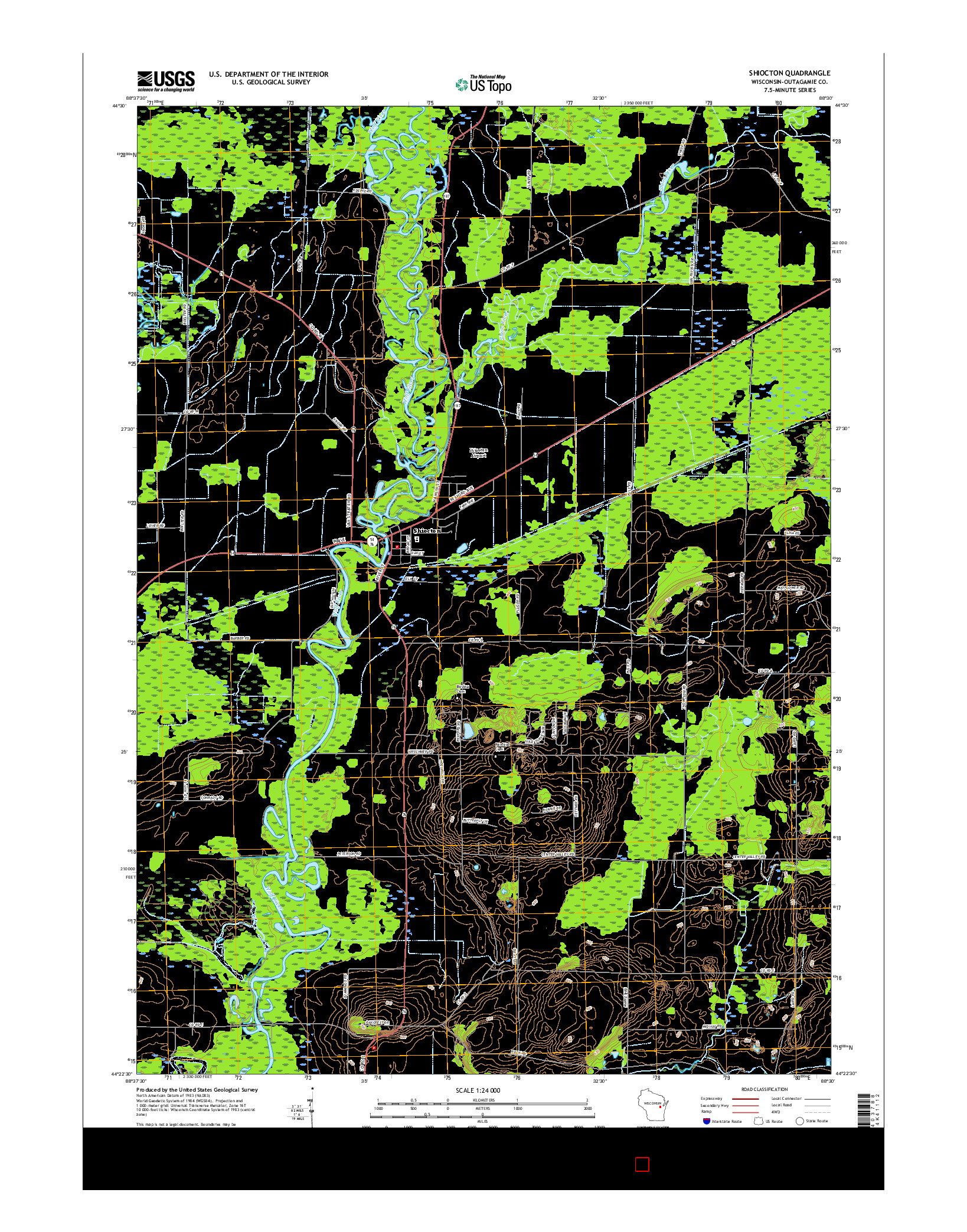 USGS US TOPO 7.5-MINUTE MAP FOR SHIOCTON, WI 2016