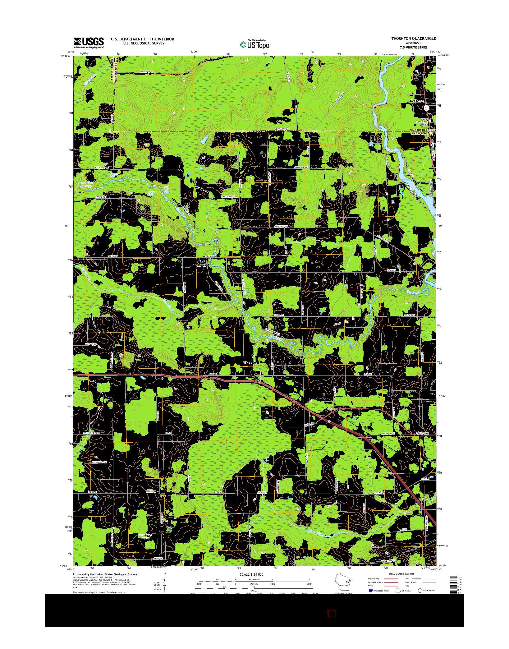 USGS US TOPO 7.5-MINUTE MAP FOR THORNTON, WI 2016