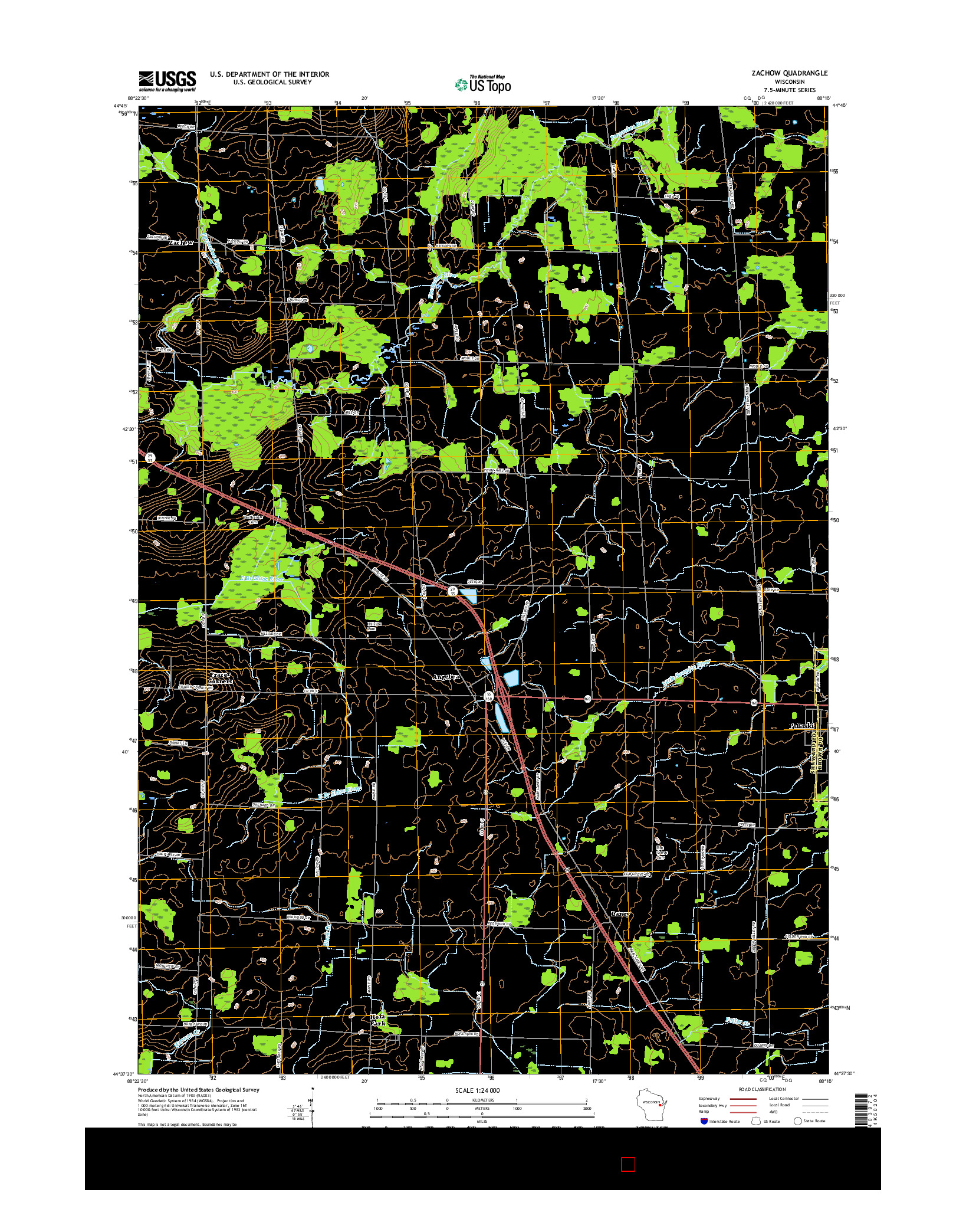 USGS US TOPO 7.5-MINUTE MAP FOR ZACHOW, WI 2016