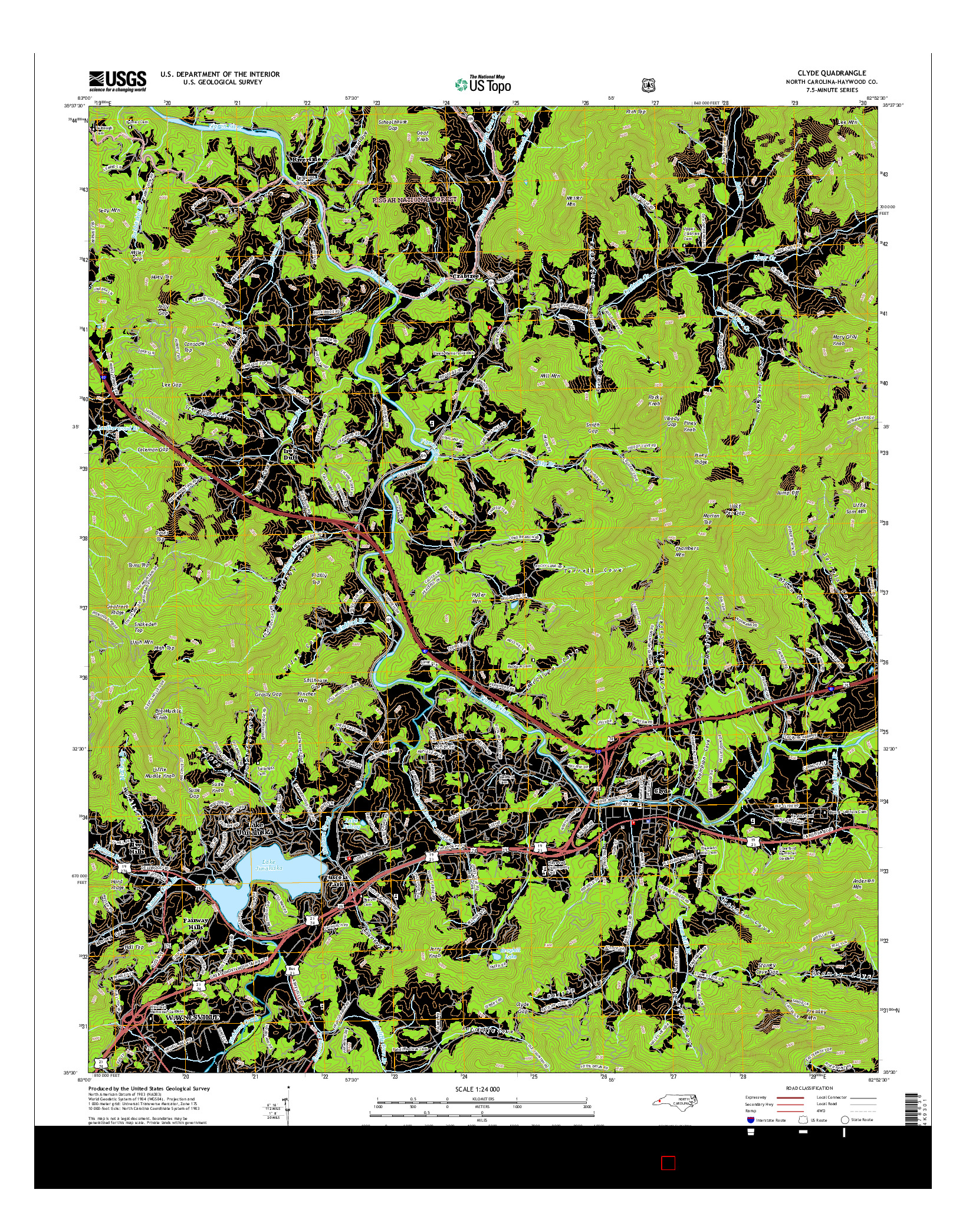 USGS US TOPO 7.5-MINUTE MAP FOR CLYDE, NC 2016