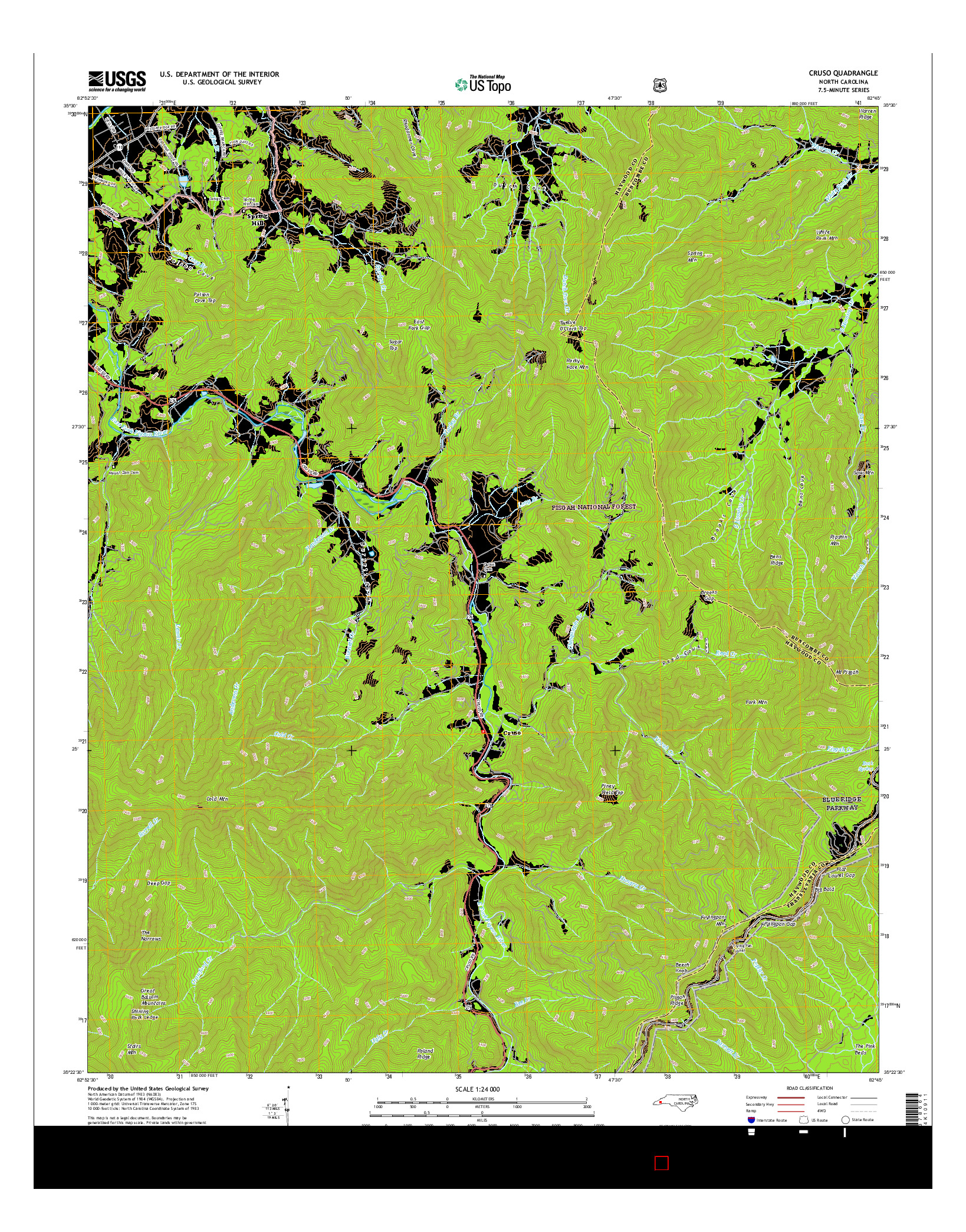 USGS US TOPO 7.5-MINUTE MAP FOR CRUSO, NC 2016