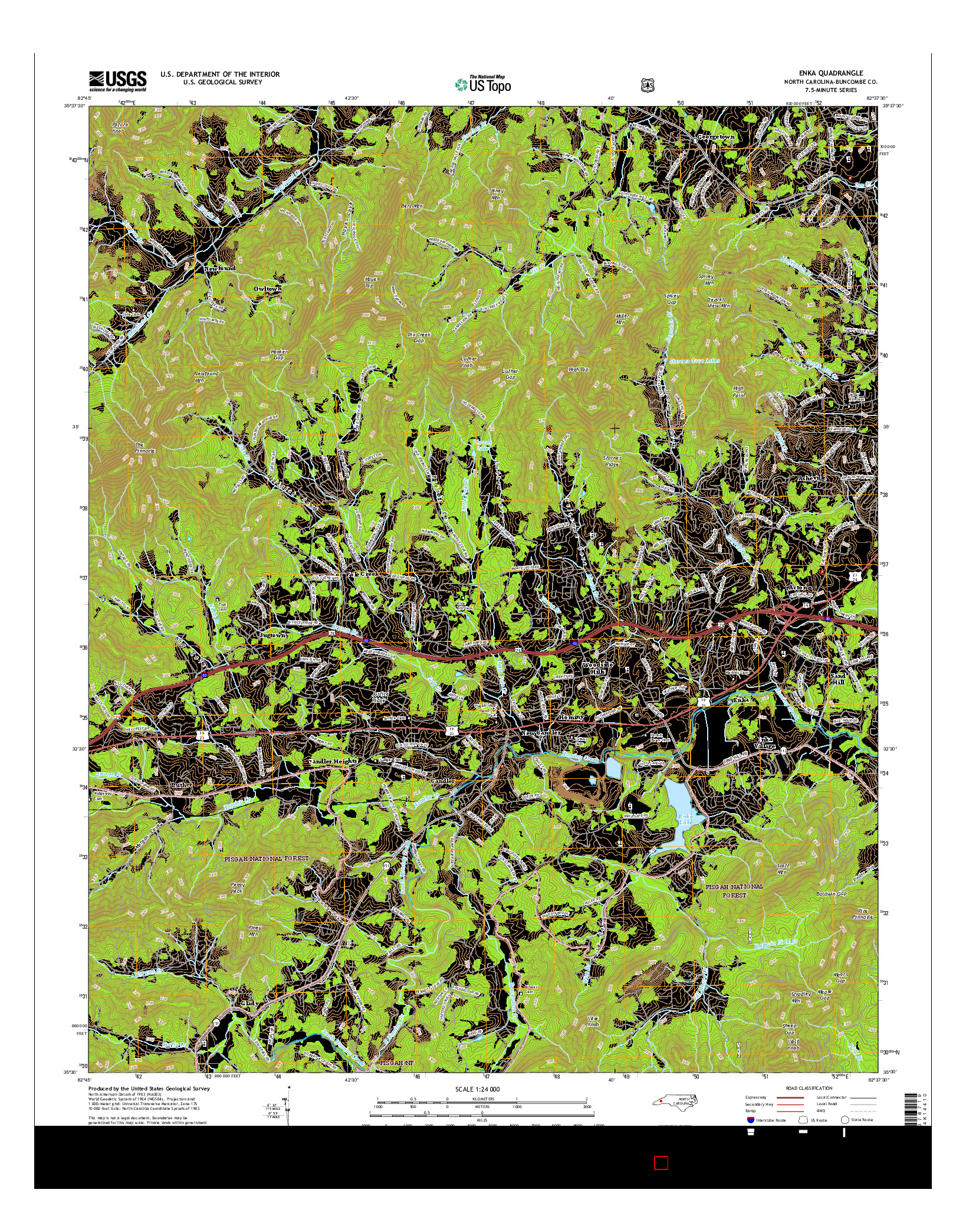 USGS US TOPO 7.5-MINUTE MAP FOR ENKA, NC 2016