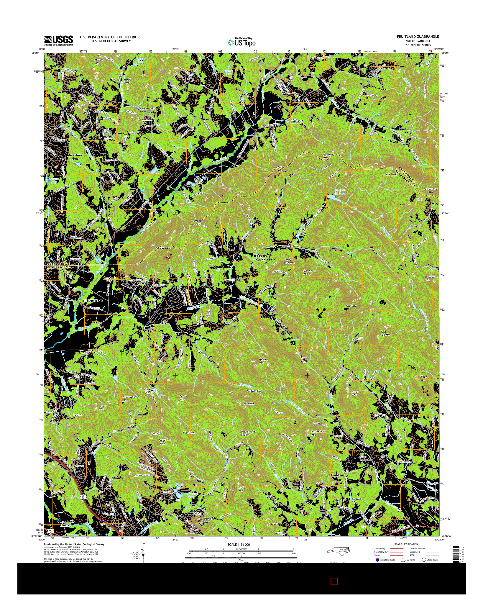 USGS US TOPO 7.5-MINUTE MAP FOR FRUITLAND, NC 2016