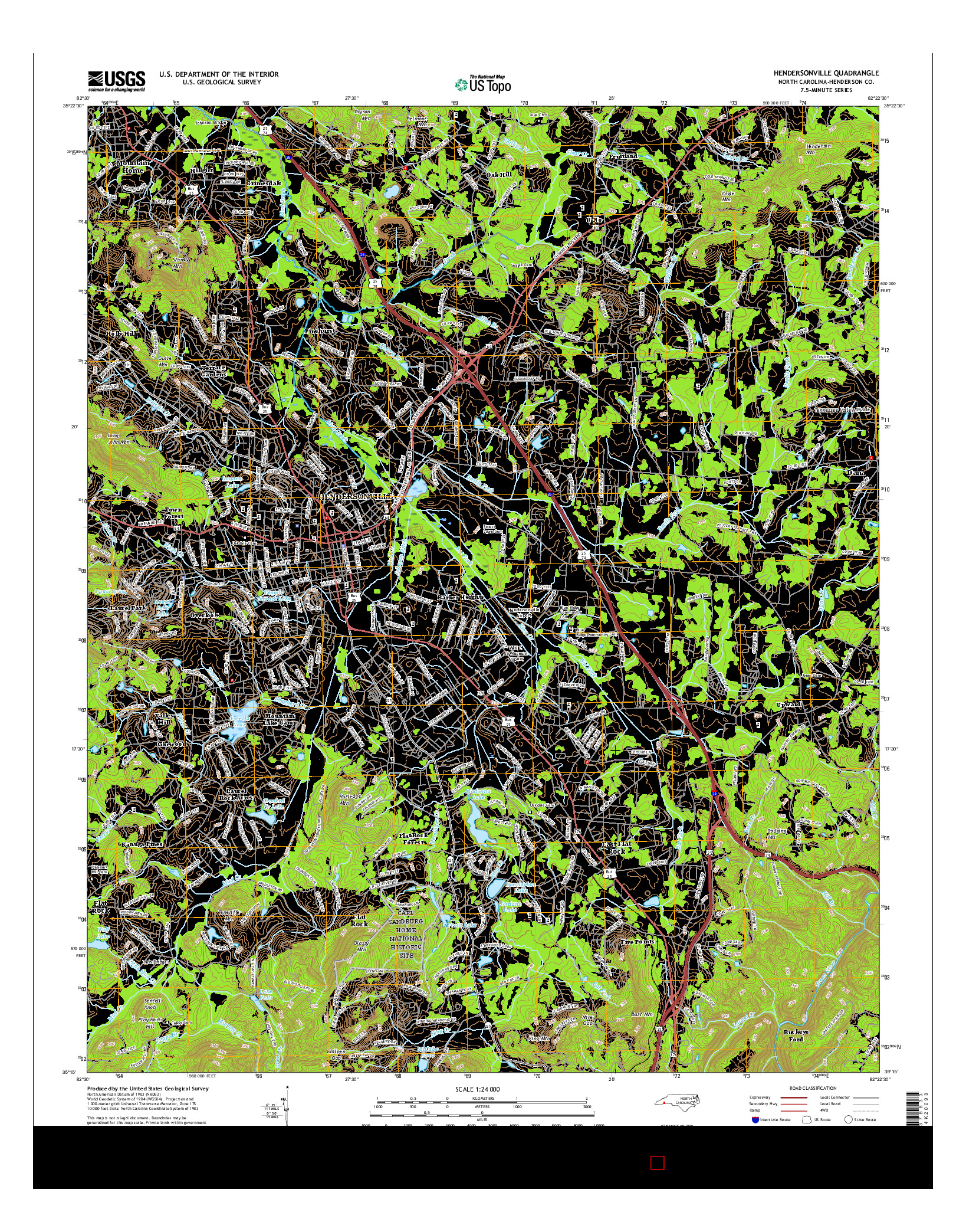 USGS US TOPO 7.5-MINUTE MAP FOR HENDERSONVILLE, NC 2016