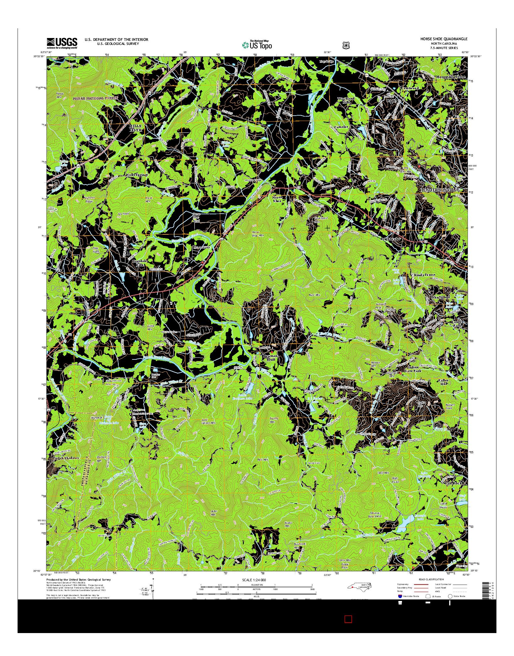 USGS US TOPO 7.5-MINUTE MAP FOR HORSE SHOE, NC 2016