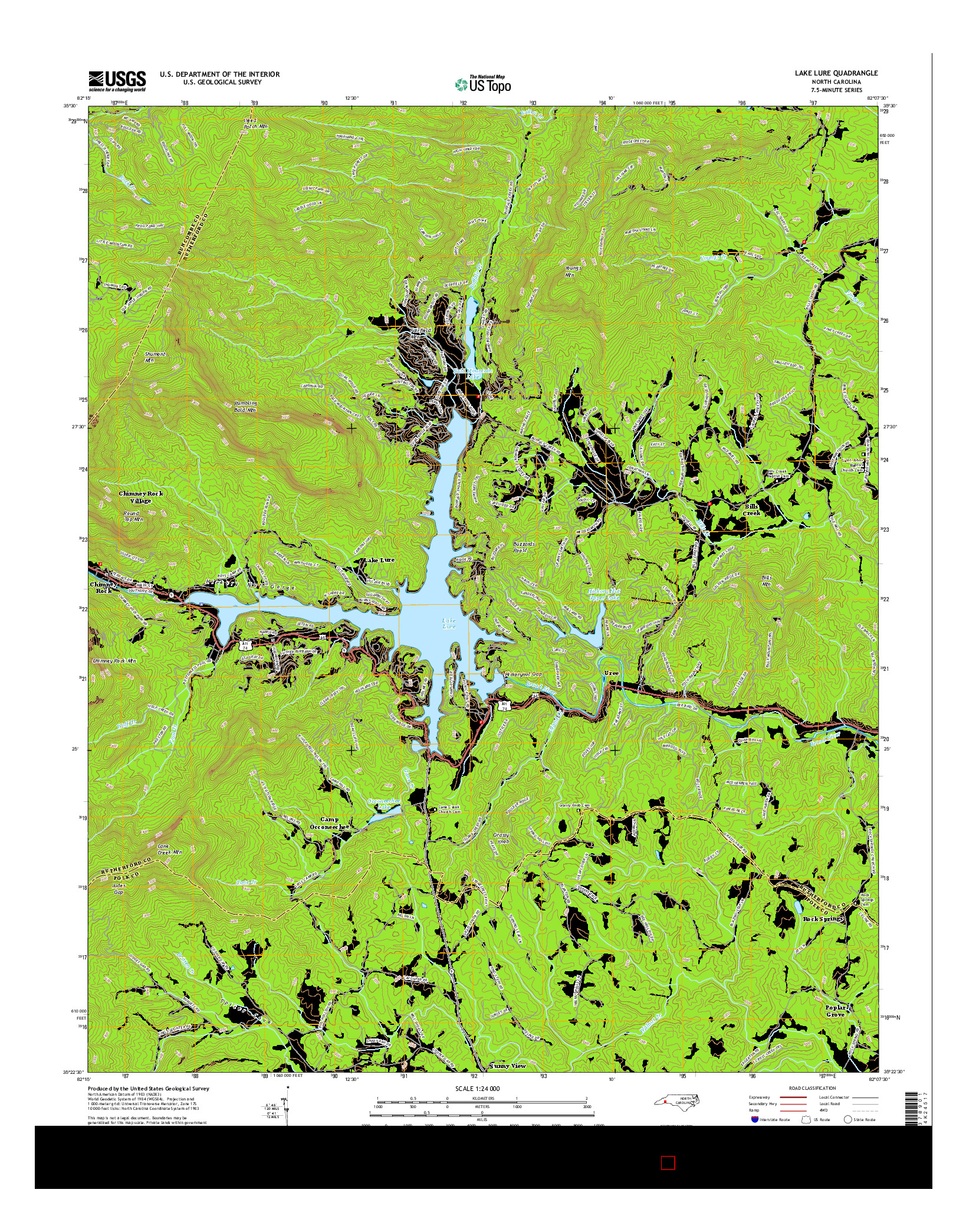USGS US TOPO 7.5-MINUTE MAP FOR LAKE LURE, NC 2016