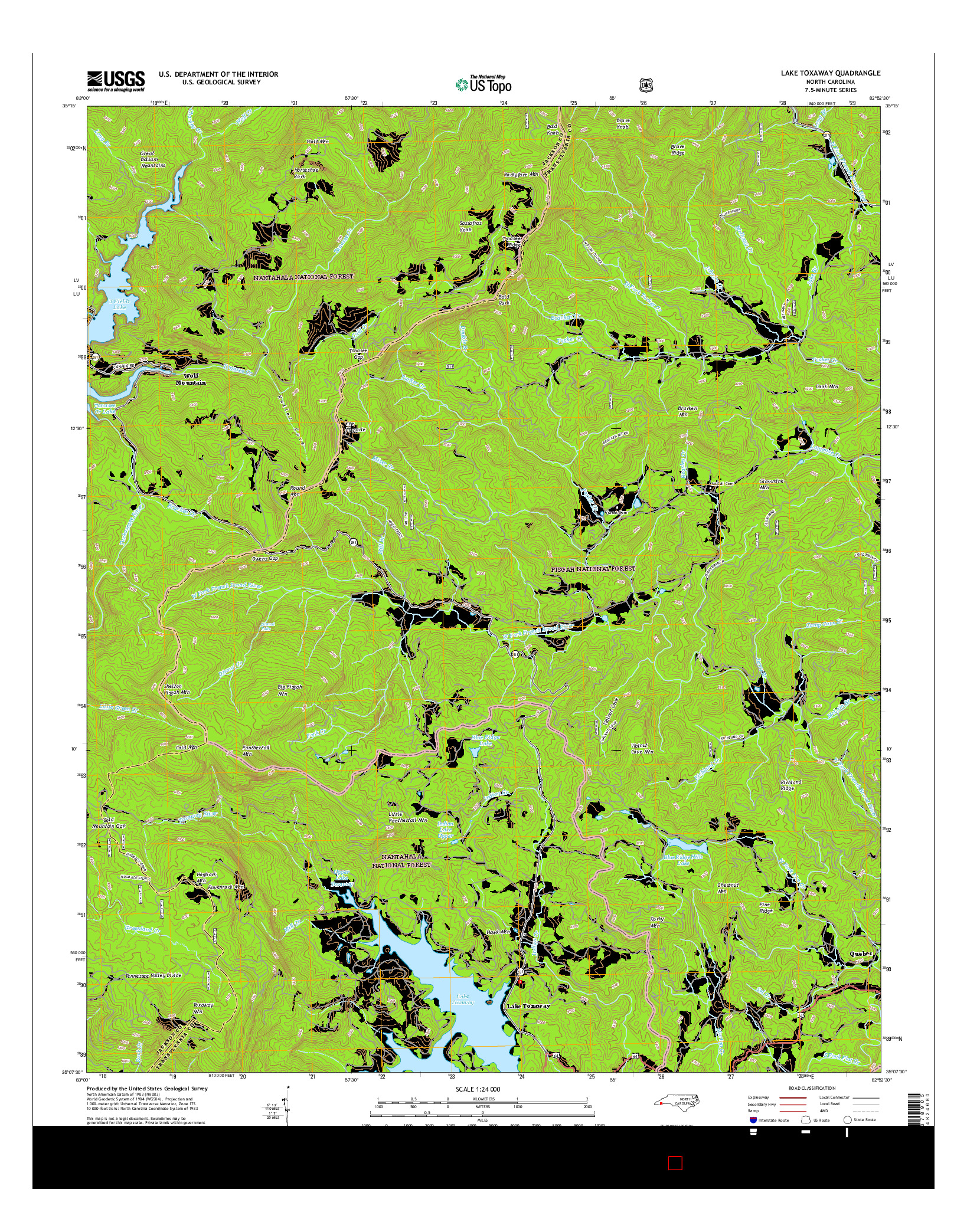 USGS US TOPO 7.5-MINUTE MAP FOR LAKE TOXAWAY, NC 2016
