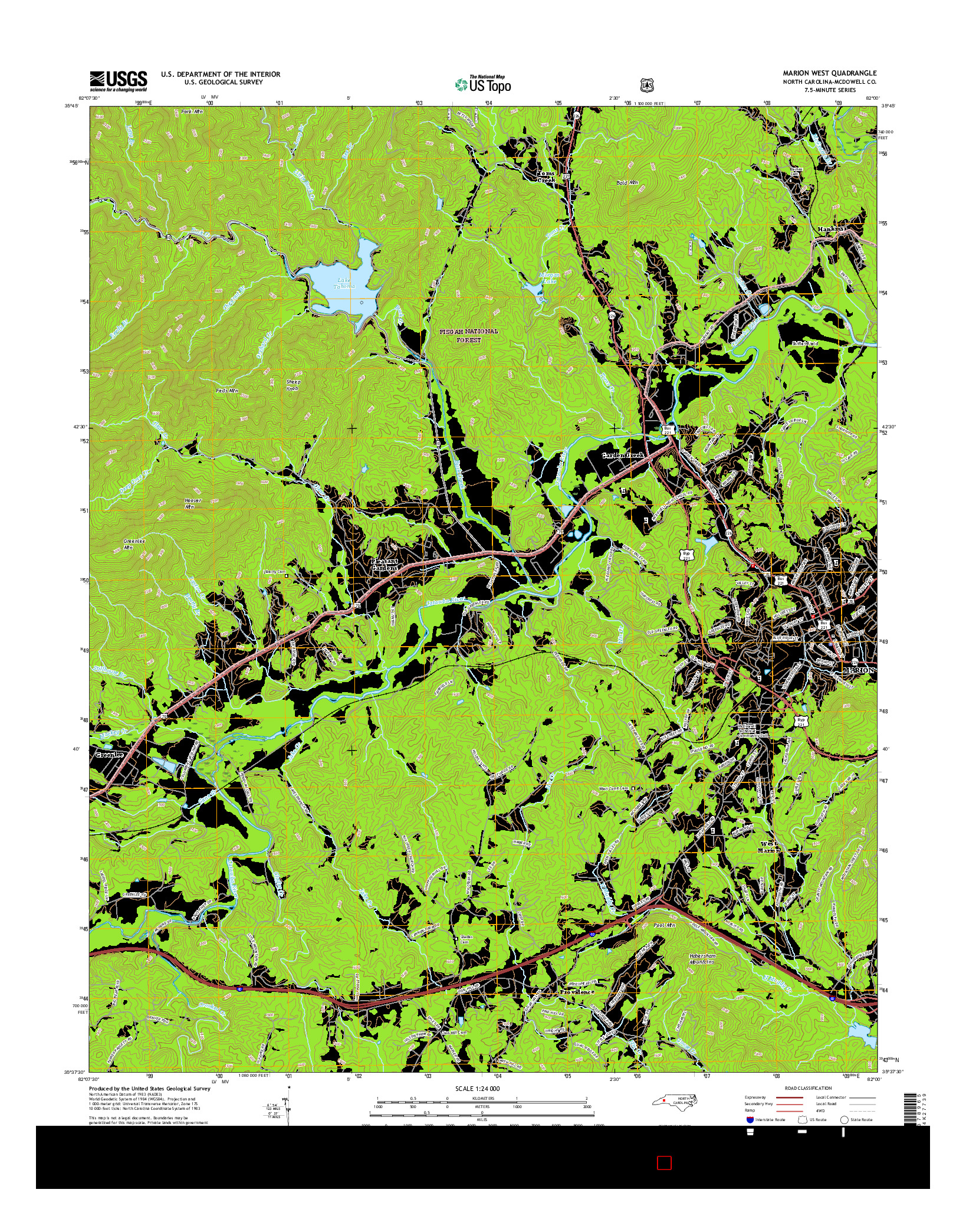 USGS US TOPO 7.5-MINUTE MAP FOR MARION WEST, NC 2016