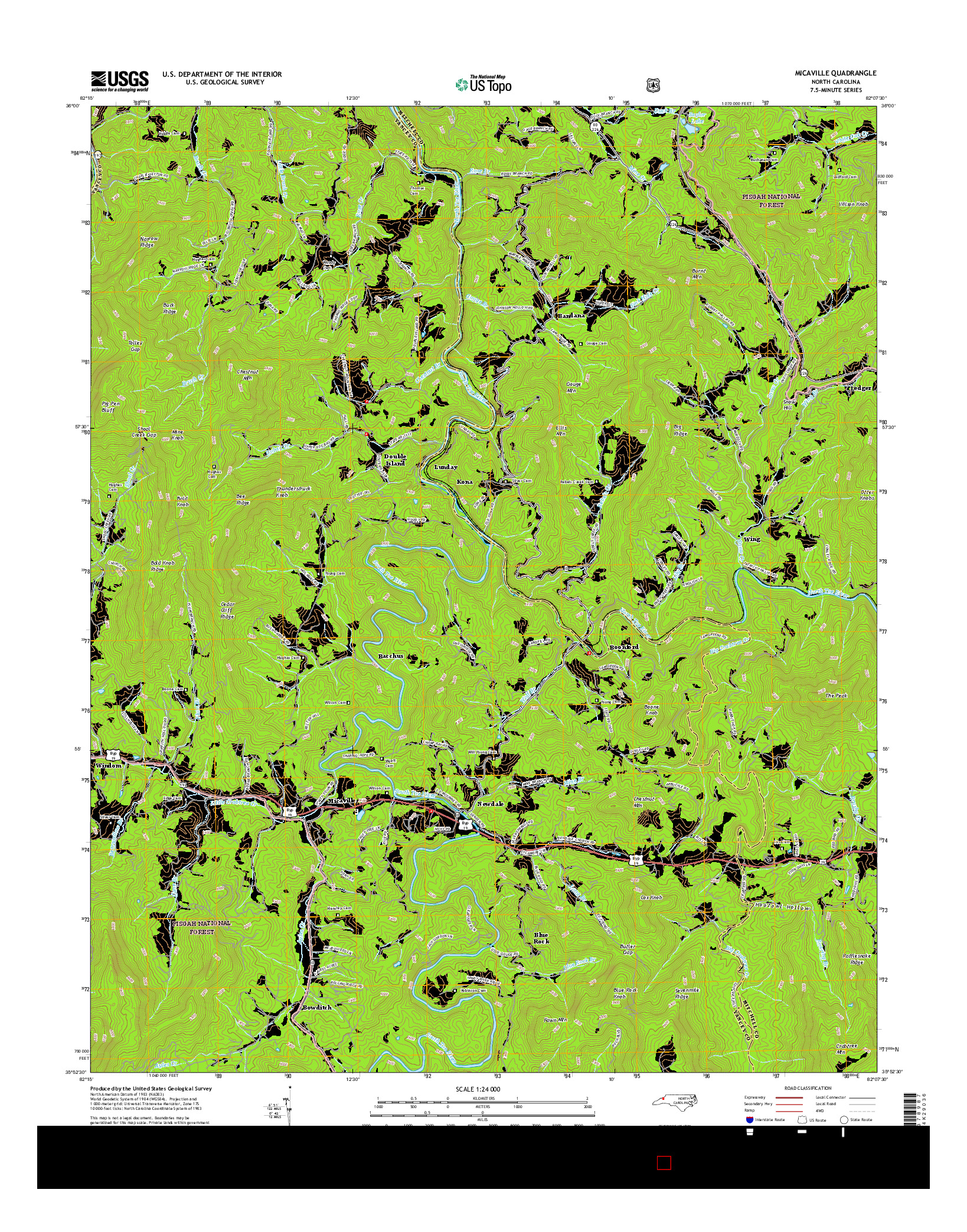 USGS US TOPO 7.5-MINUTE MAP FOR MICAVILLE, NC 2016