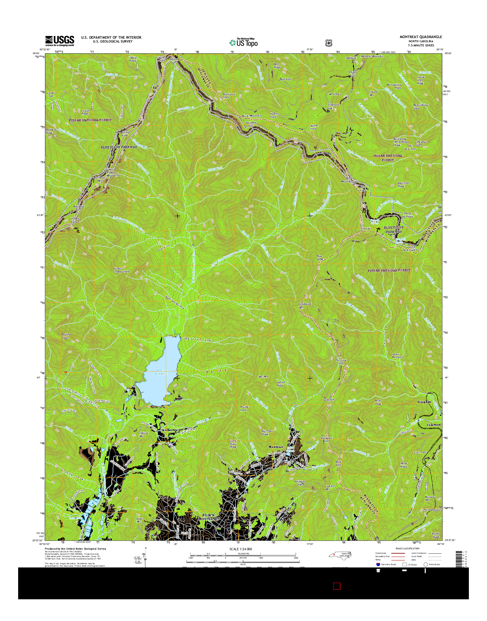USGS US TOPO 7.5-MINUTE MAP FOR MONTREAT, NC 2016